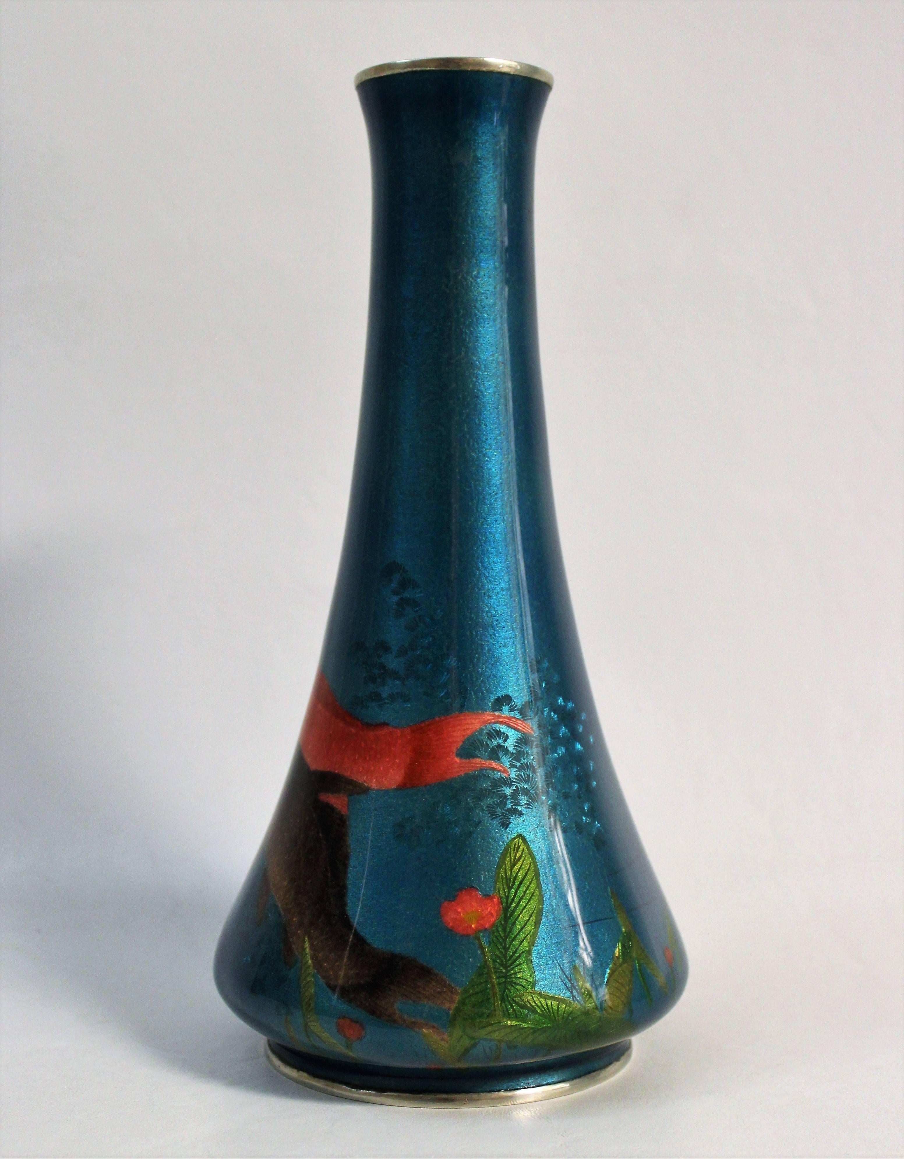 20th Century Japanese Tsuiki-Jippo Cloisonné Vase Atrributed to Ogasawara Shuzo For Sale
