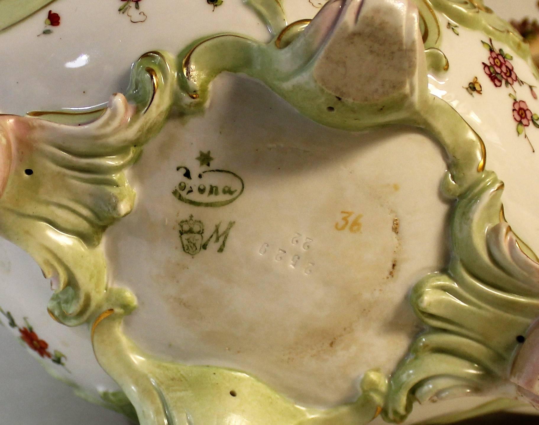 Austrian E & A Muller 'Corona' Porcelain Figural Cherub Jardinière or Centerpiece Bowl For Sale