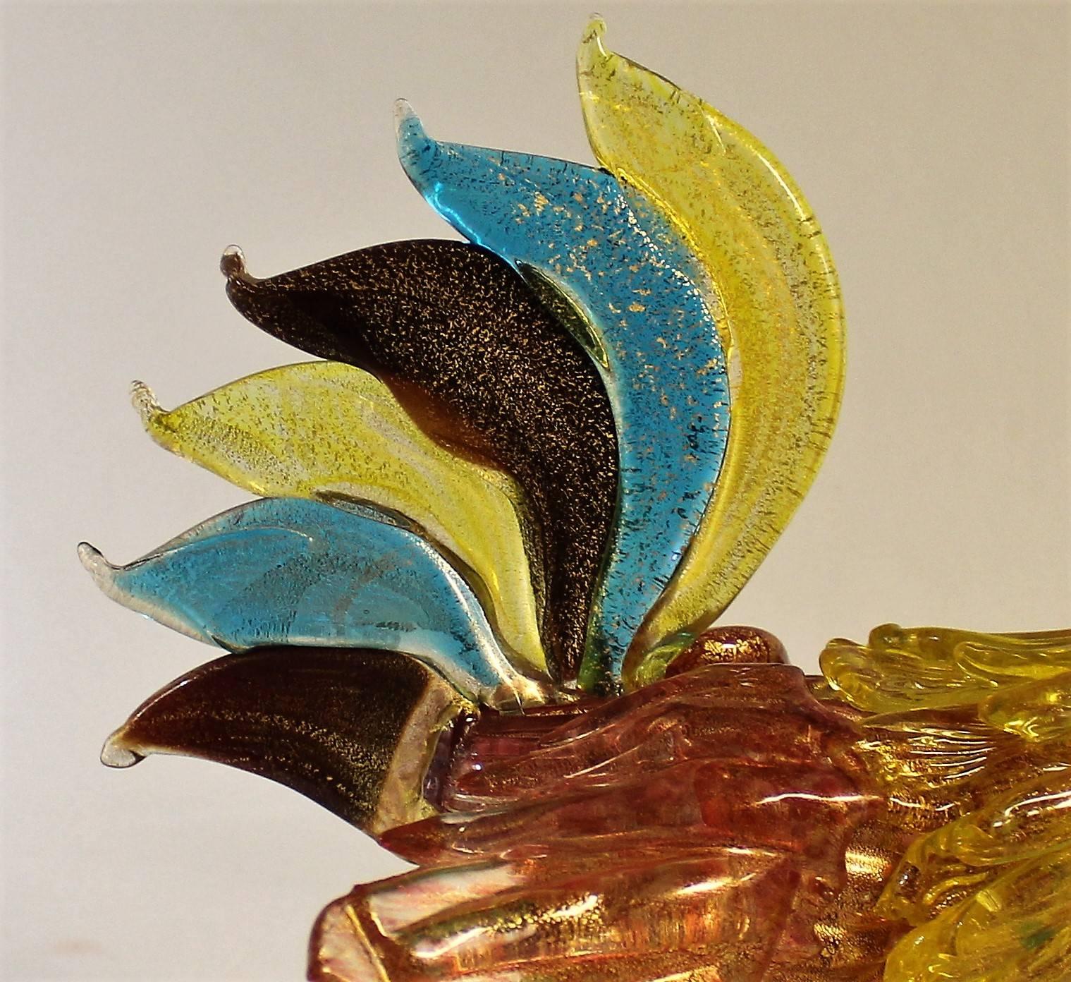'Fornasa De Murano A L'Insegna Del Moreto' Italian Art Glass Fighting Rooster 1