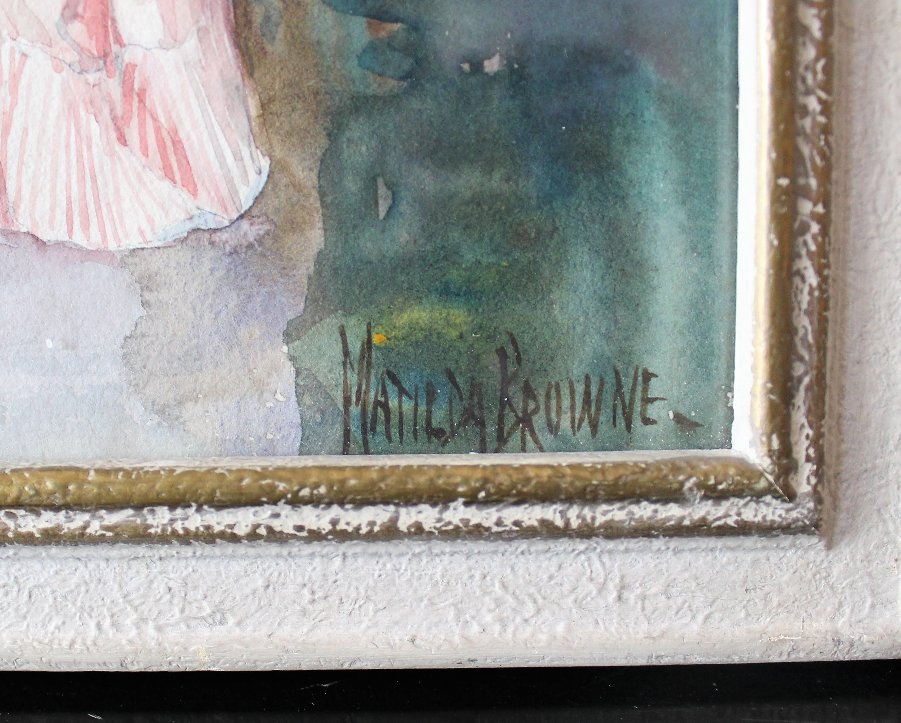 Watercolor painting by American impressionist artist Matilda Browne.

Size:
Without frame 10