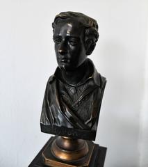 Pair of Bronze Busts on Marble Columns of Sir Walter Scott and Lord Byron