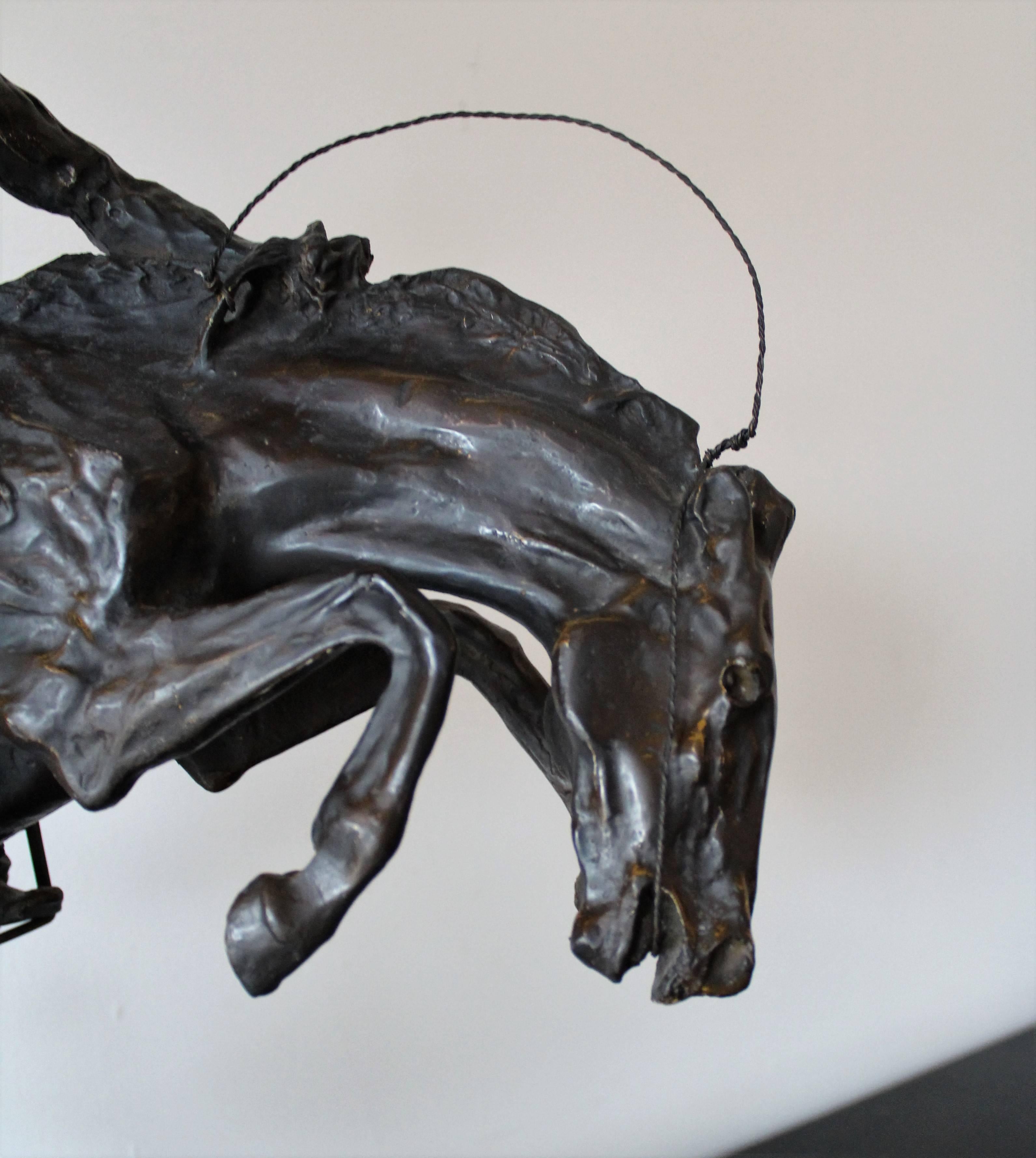 'Bronco Buster' Bronze Sculpture After Frederic Remington In Excellent Condition In Hamilton, Ontario