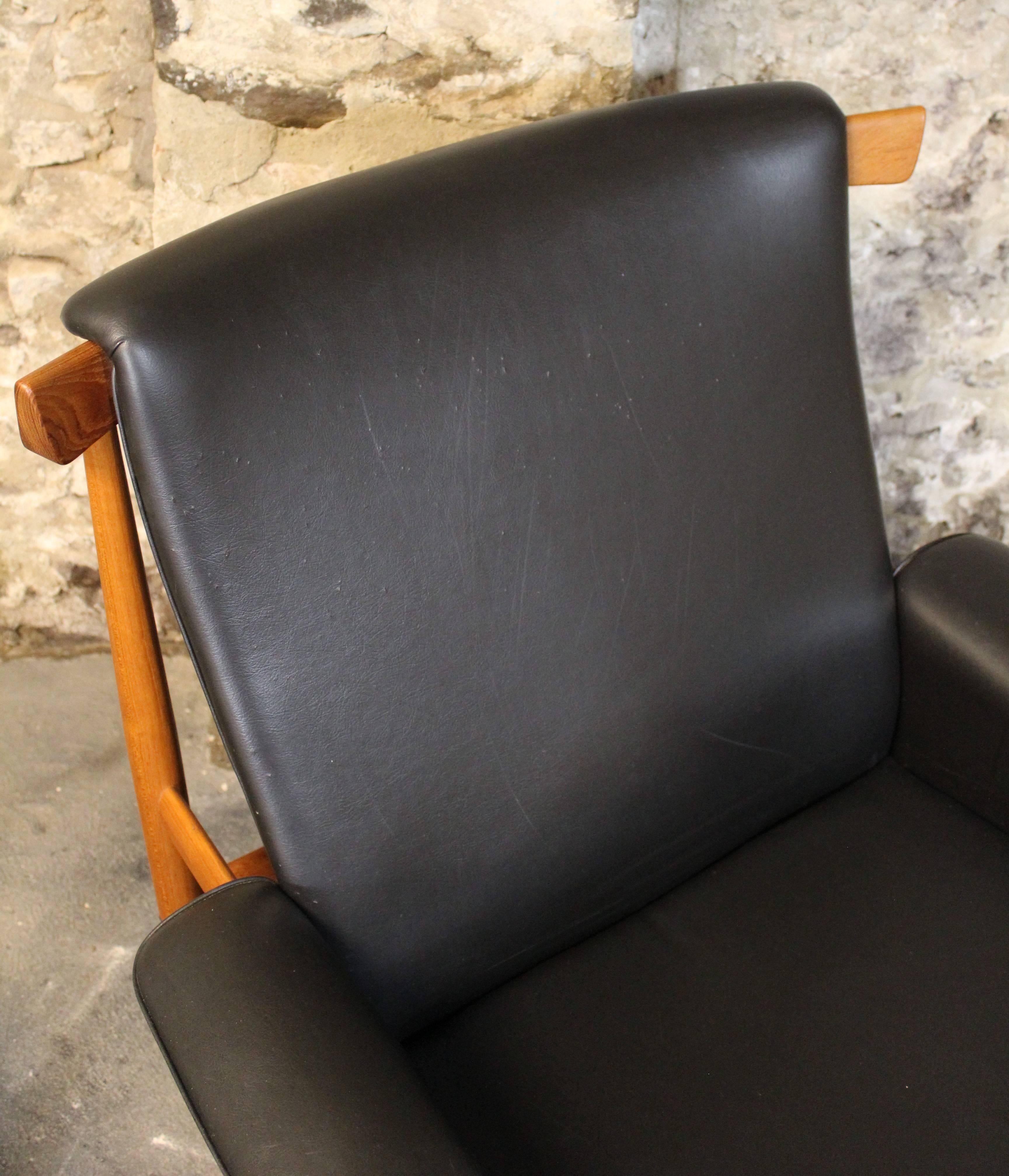 Danish Teak Bwana Lounge Chair with Ottoman by Finn Juhl for France & Son 5