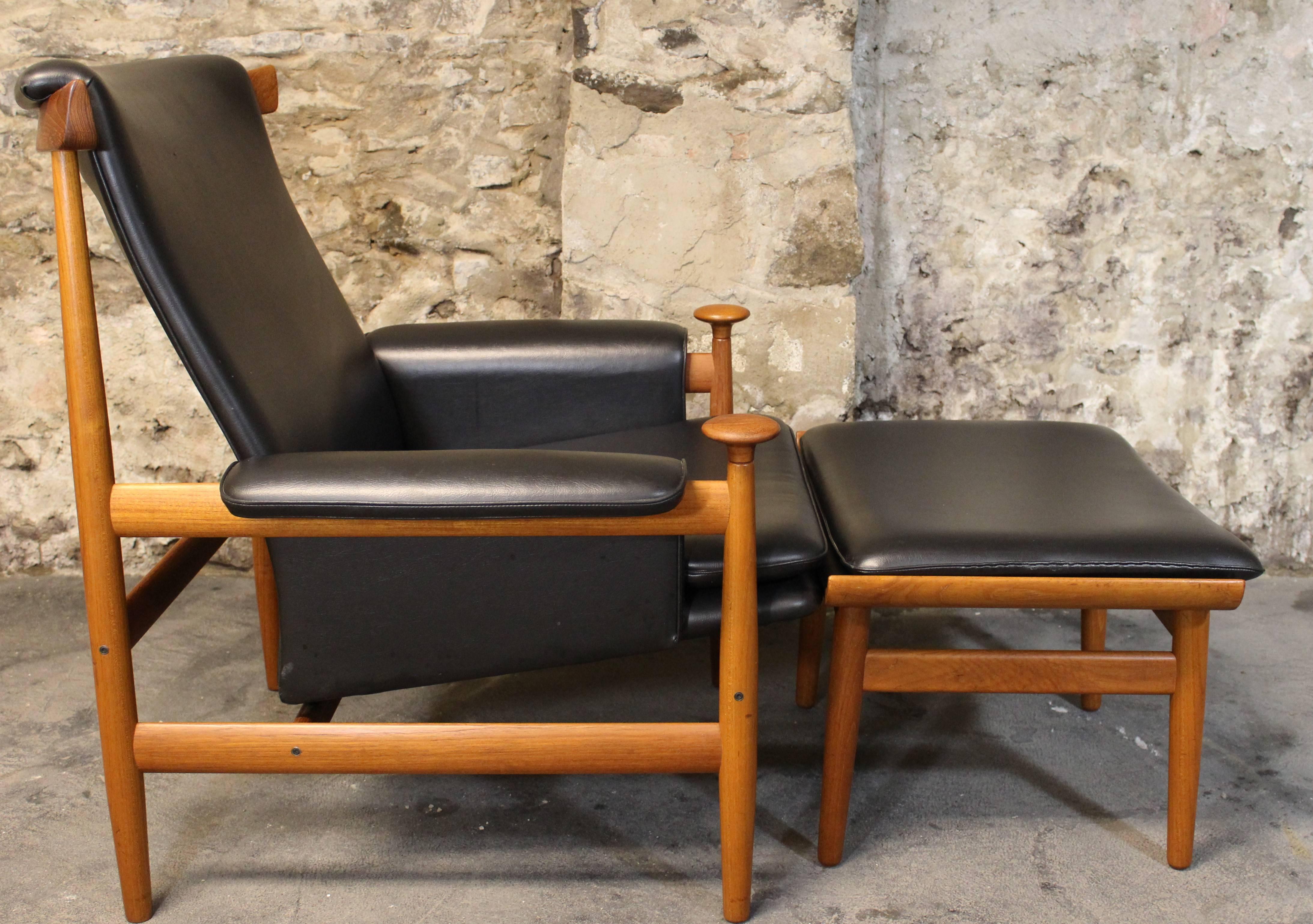 Danish Teak Bwana Lounge Chair with Ottoman by Finn Juhl for France & Son In Good Condition In Hamilton, Ontario