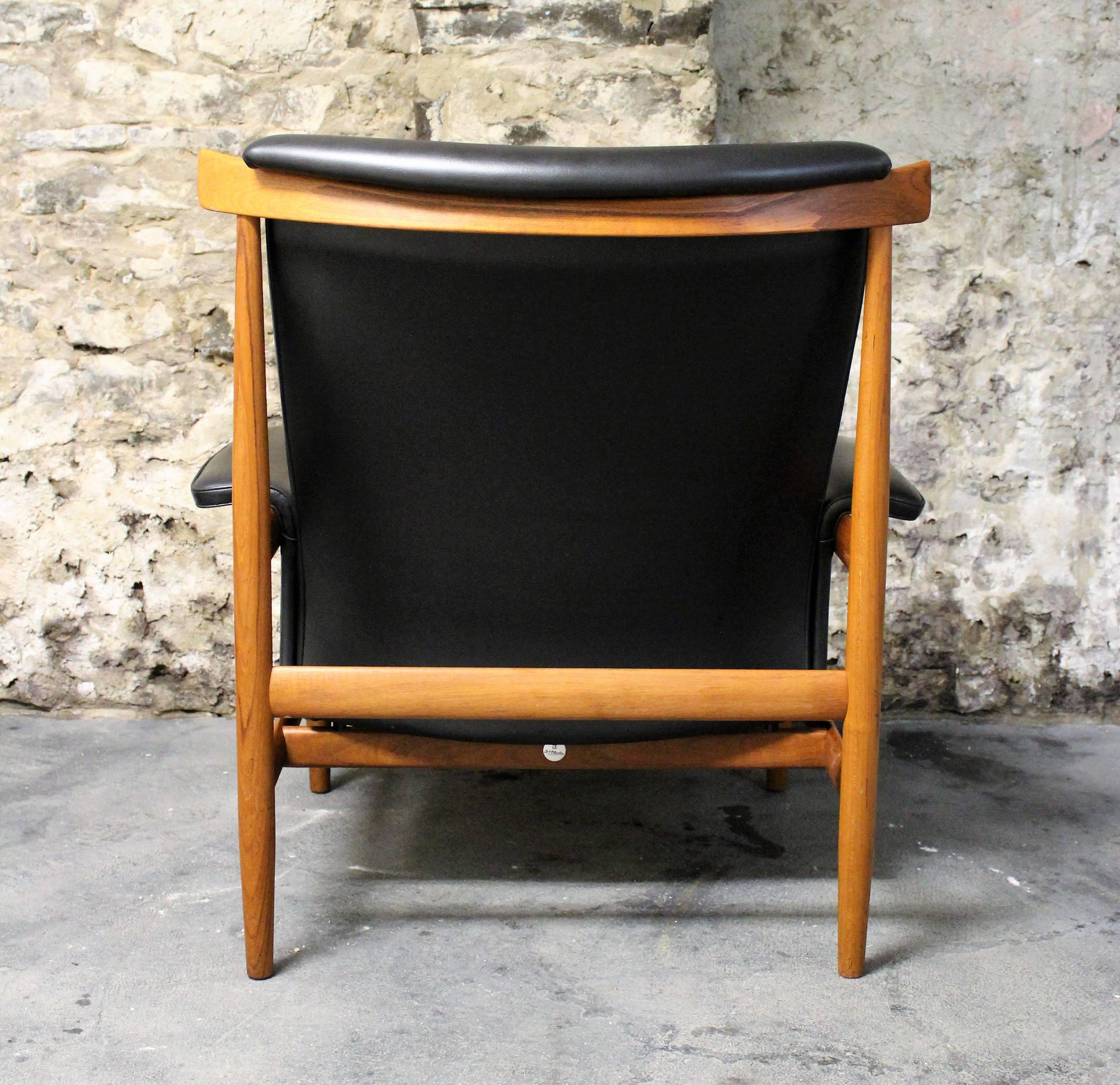 Scandinavian Modern Danish Teak Bwana Lounge Chair with Ottoman by Finn Juhl for France & Son