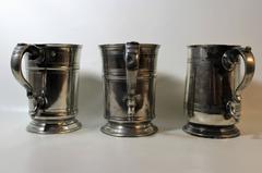 Three English Pewter Tankards