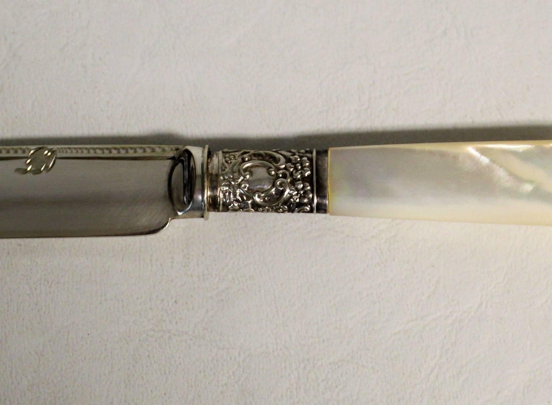 20th Century Maleham & Yeomans Sheffield Silver Plated Cutlery with Mother of Pearl Handless