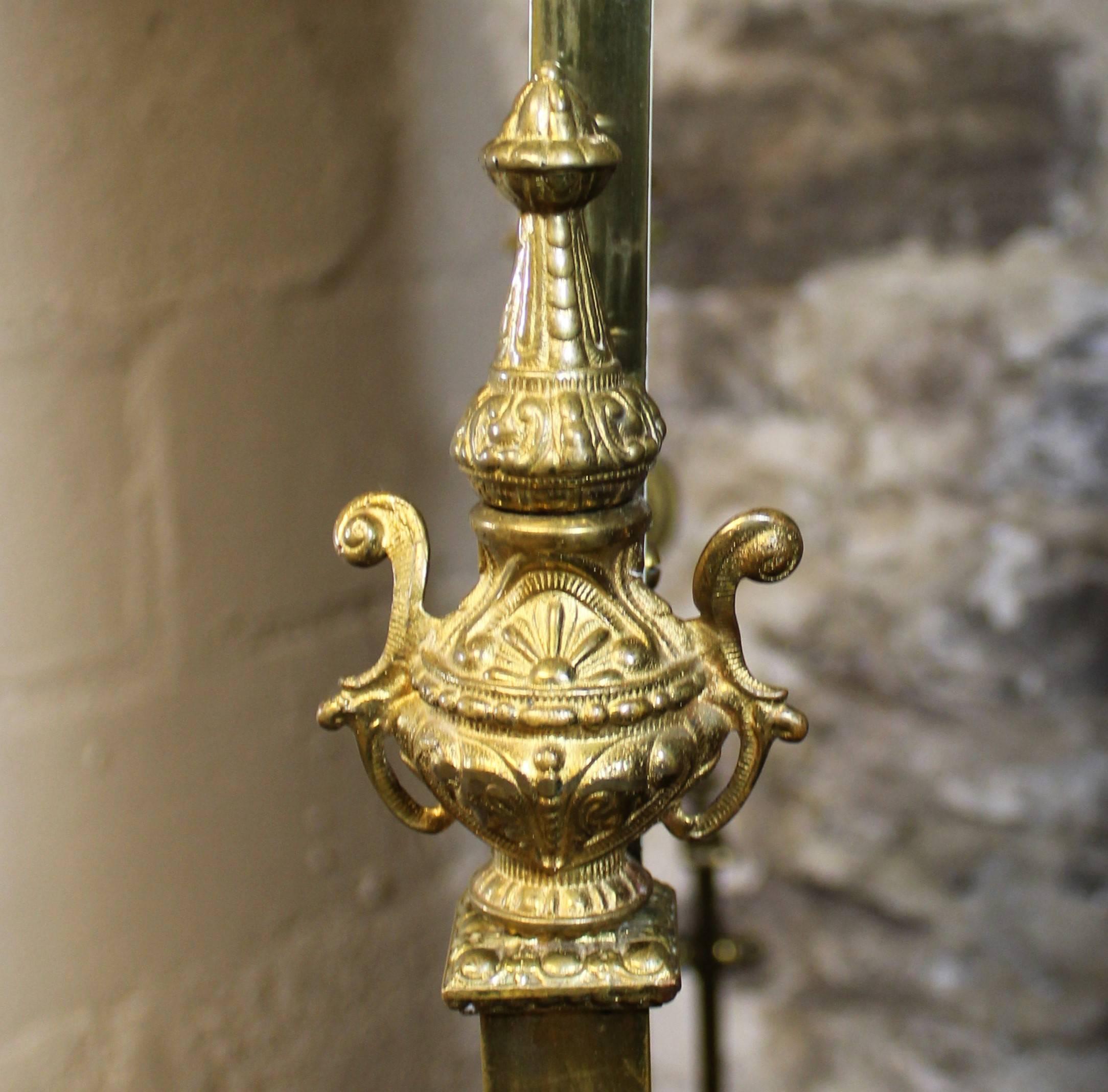 Louis XVI French Brass Cheval Mirror with Gilt Bronze Mounts