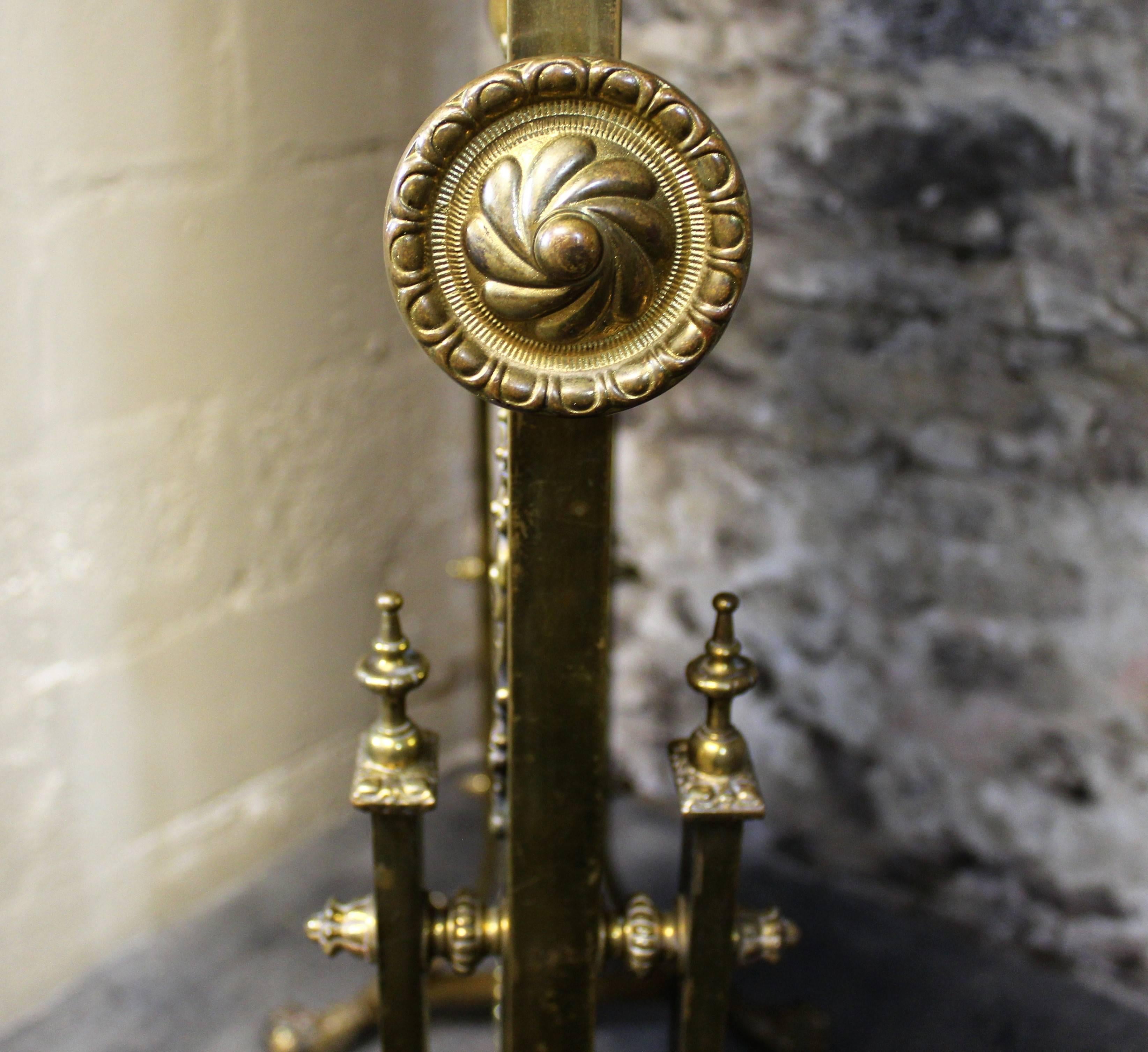 19th Century French Brass Cheval Mirror with Gilt Bronze Mounts