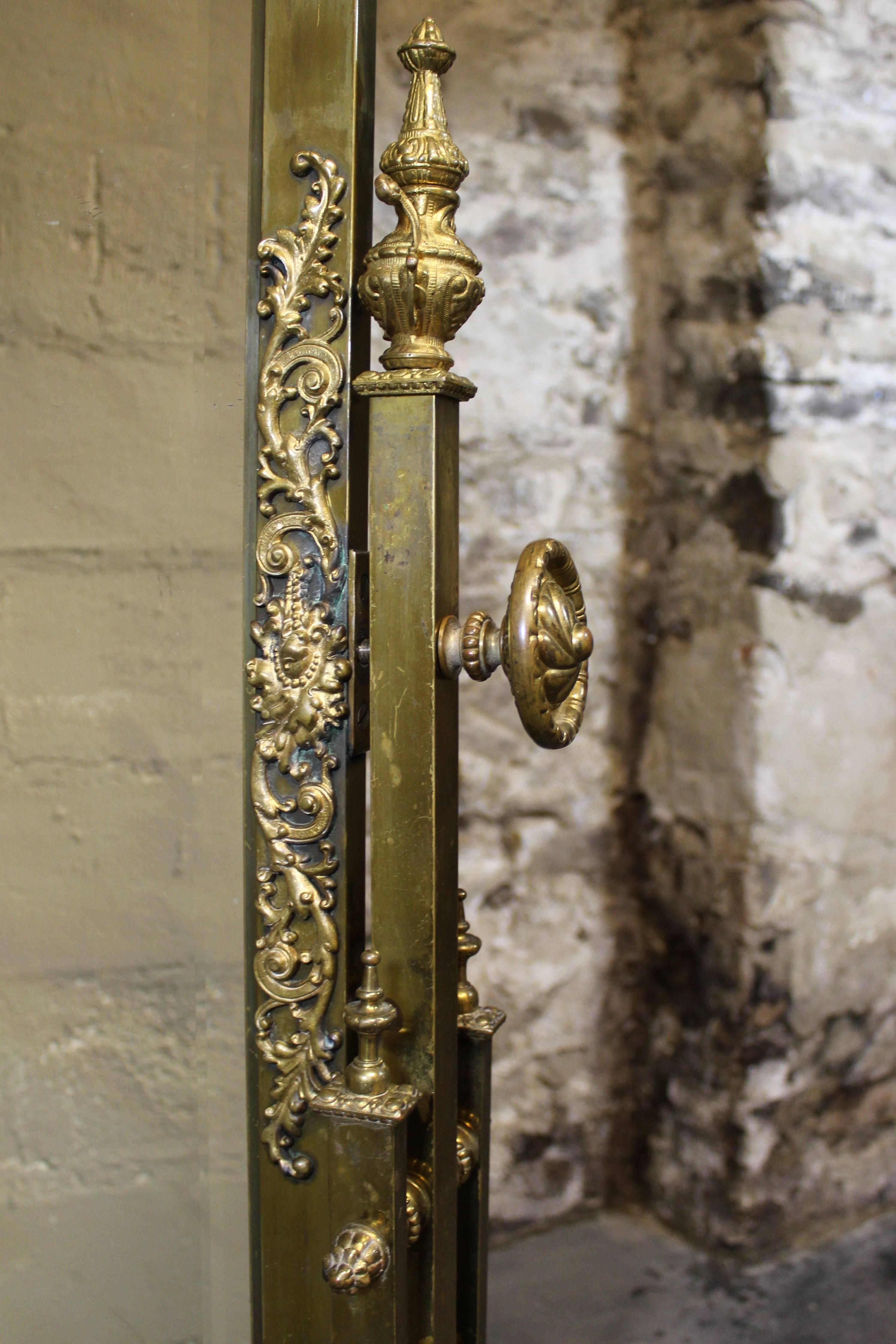 French Brass Cheval Mirror with Gilt Bronze Mounts 1