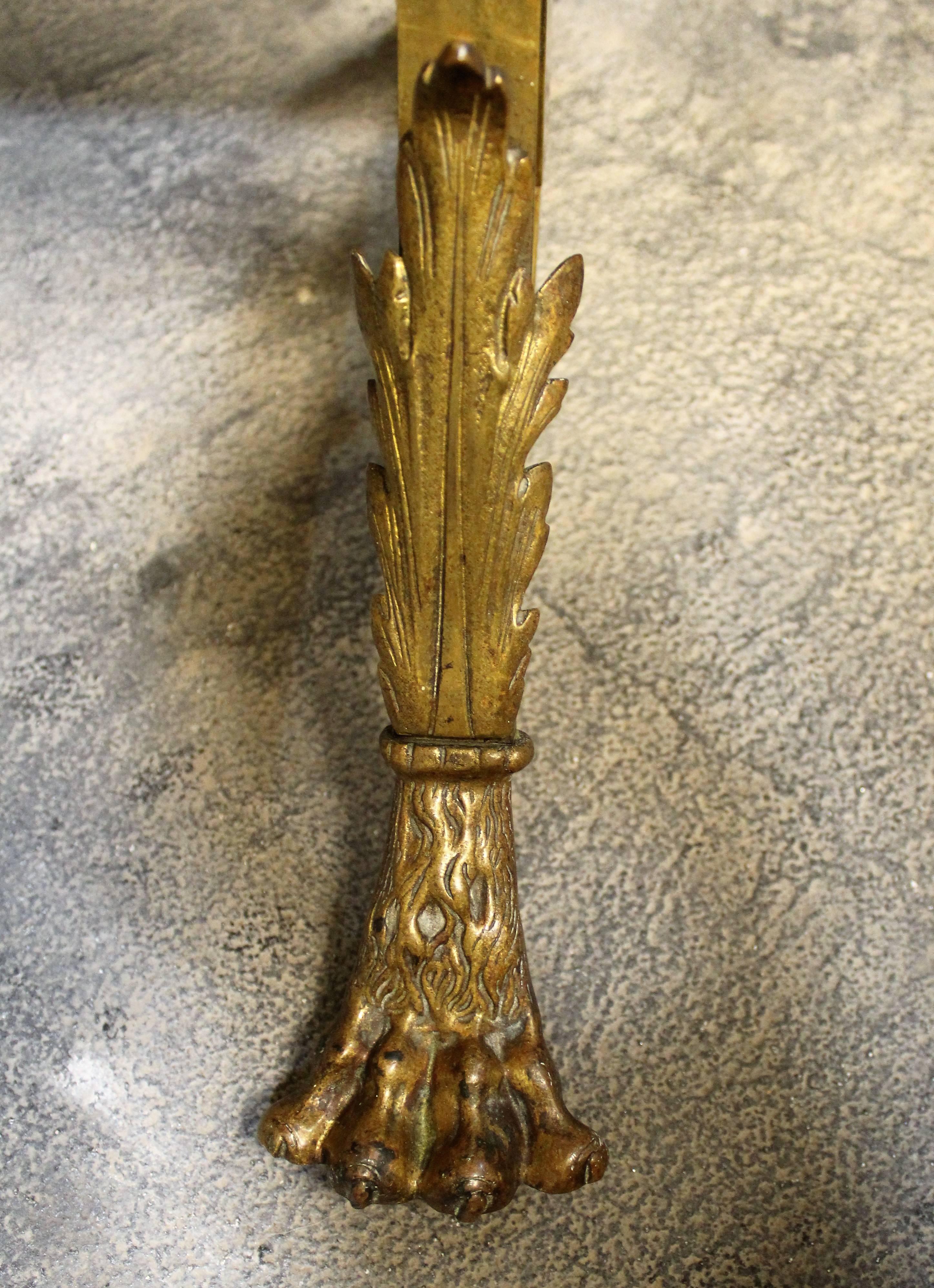 French Brass Cheval Mirror with Gilt Bronze Mounts In Good Condition In Hamilton, Ontario