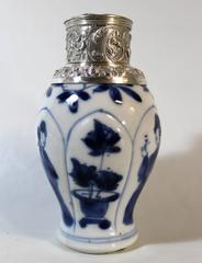 19th Century Chinese Porcelain Tea Caddy with Dutch Sterling Silver Lid