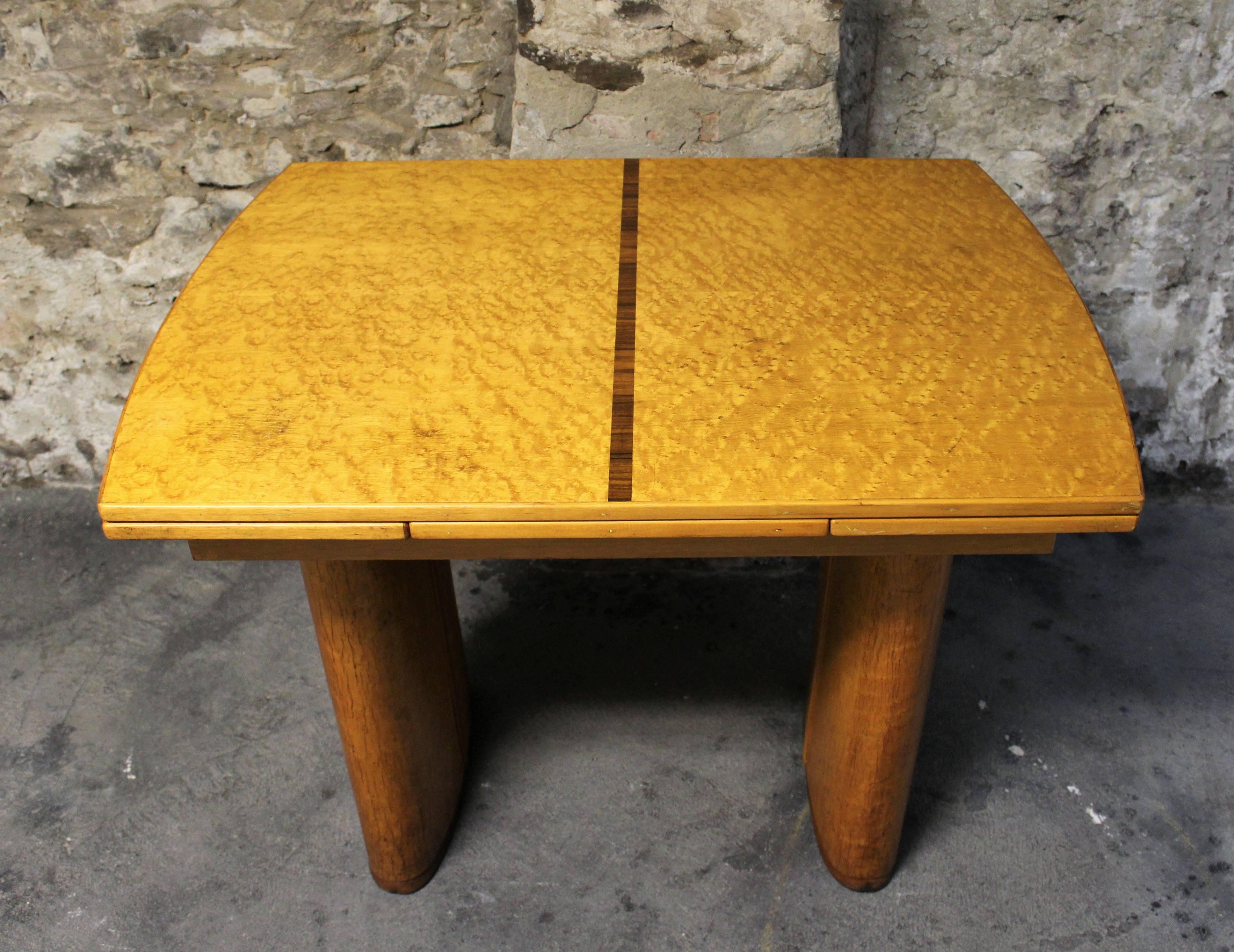 Birdseye Maple Art Deco Bird's-Eye Maple Extendable Dining Table