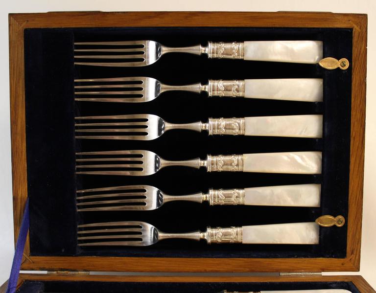 Sheffield Silver Plated Cutlery with Mother of Pearl Handles at 1stDibs