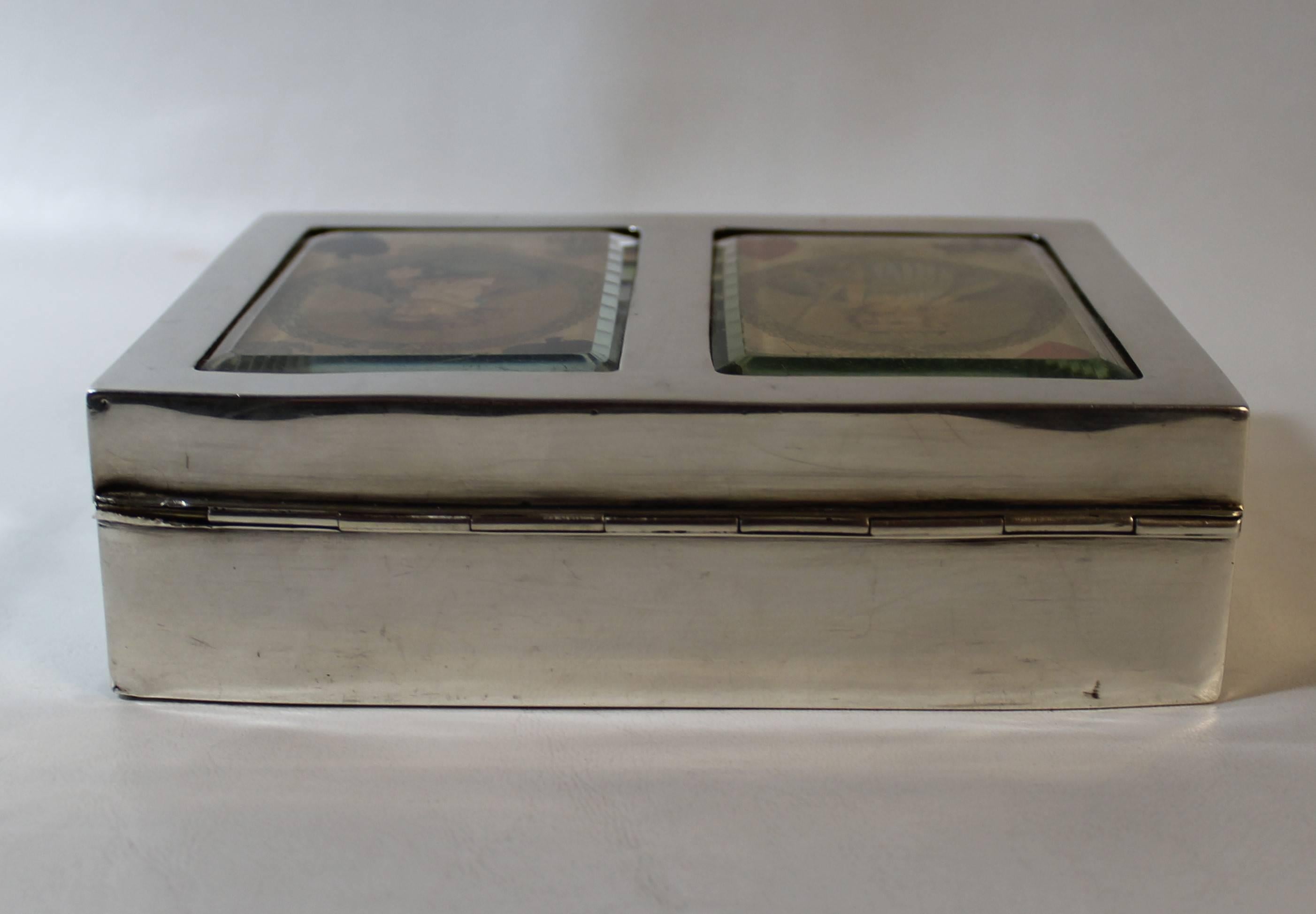 Edwardian English Sterling Silver Playing Cards Box by Walter H. Wilson 1
