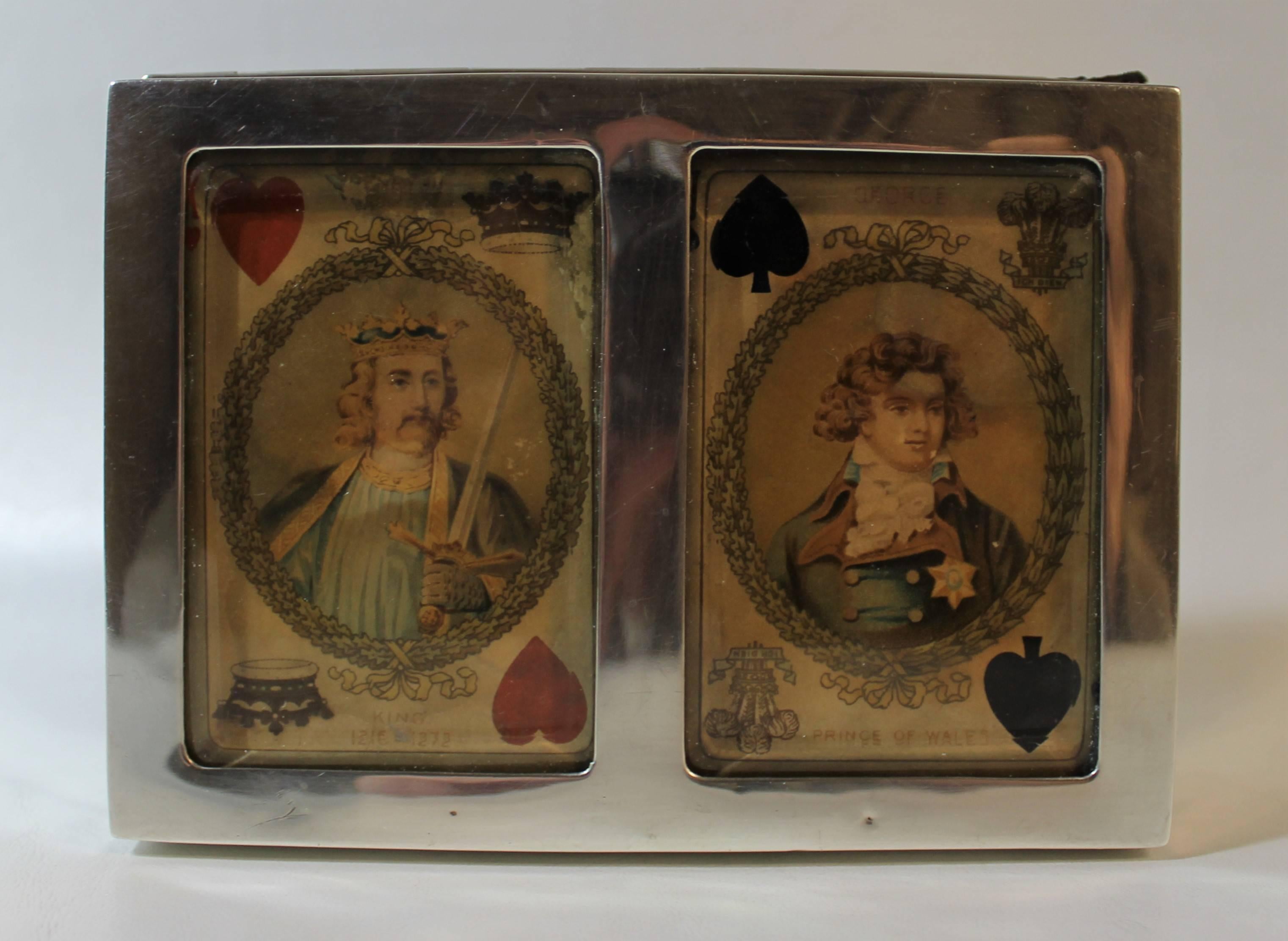20th Century Edwardian English Sterling Silver Playing Cards Box by Walter H. Wilson