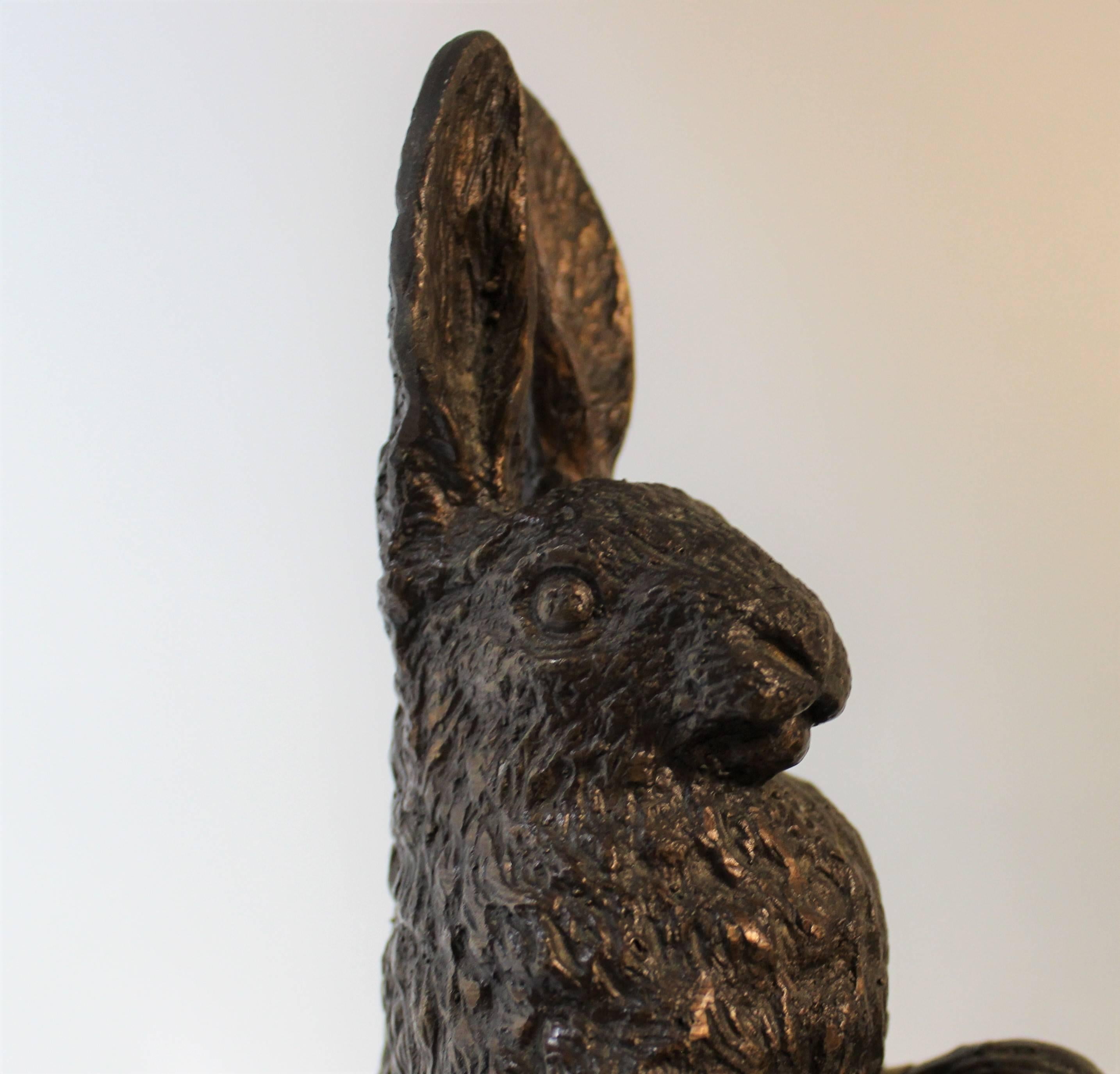 Pair of Edwardian Bronze Rabbit Sculptures 1