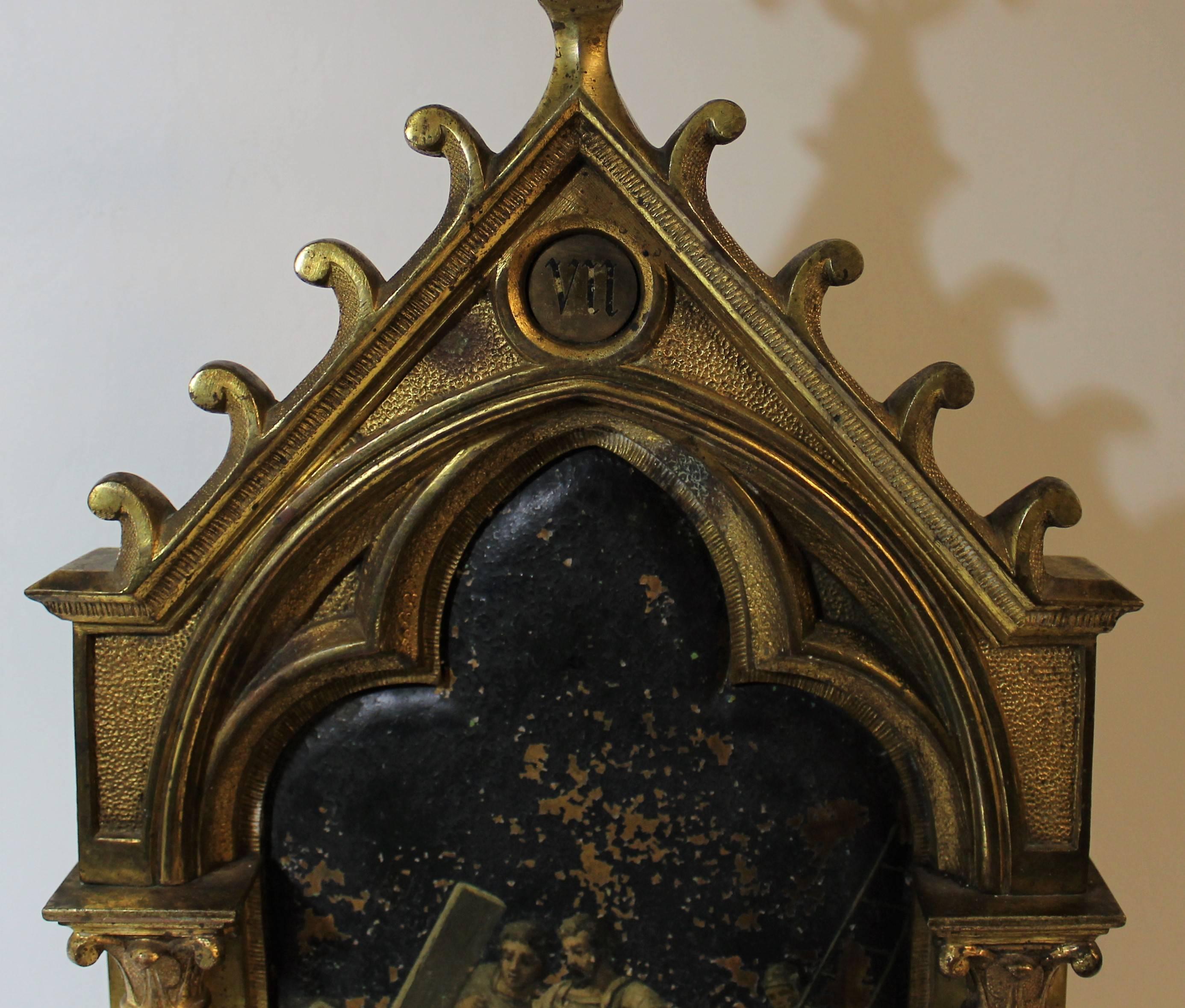Peinture religieuse à l'huile sur cuivre dans un cadre en bronze doré en vente 3
