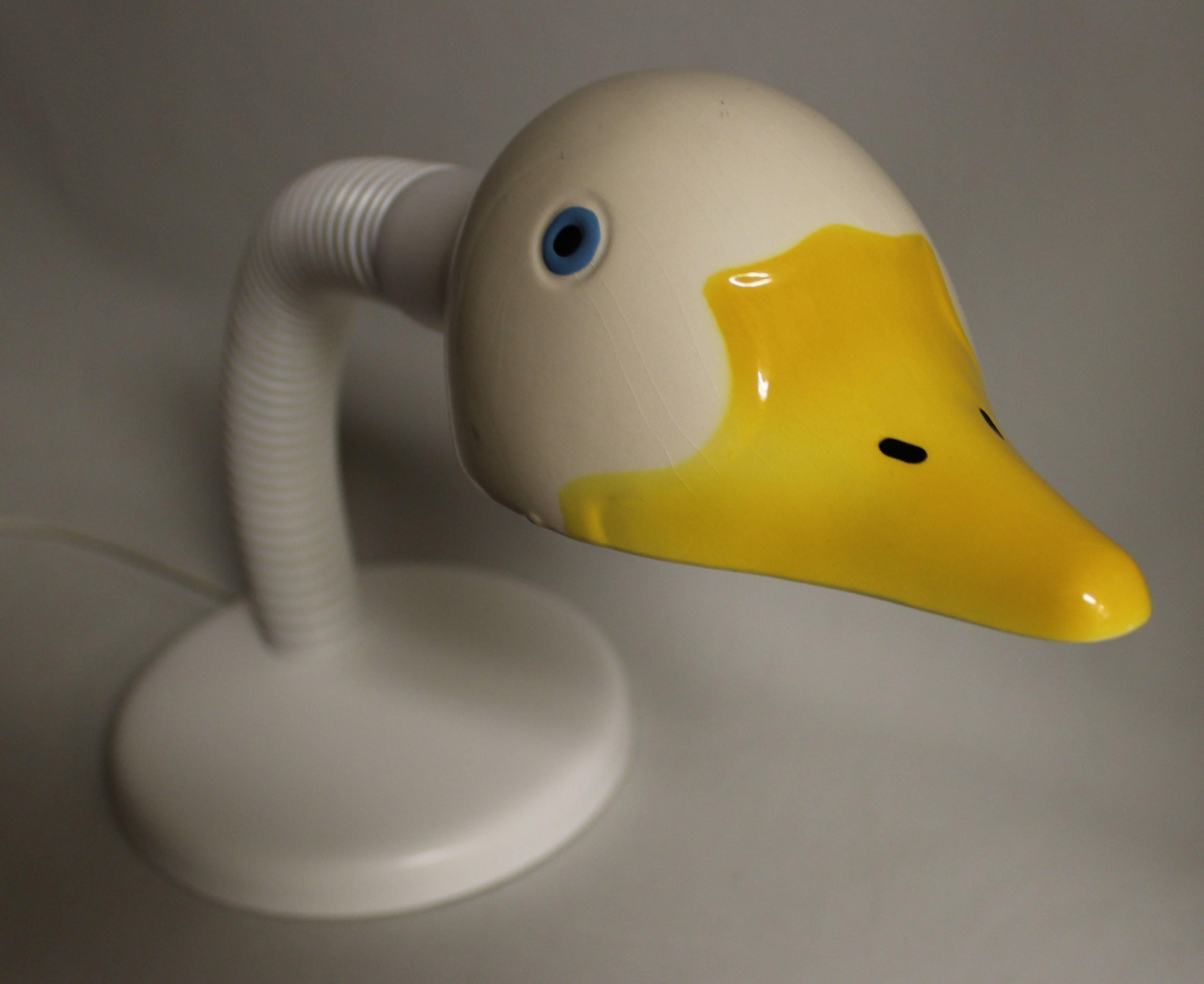 George Kovacs whimsical Mid-Century Modern desk lamp with adjustable arm and ceramic duck head.