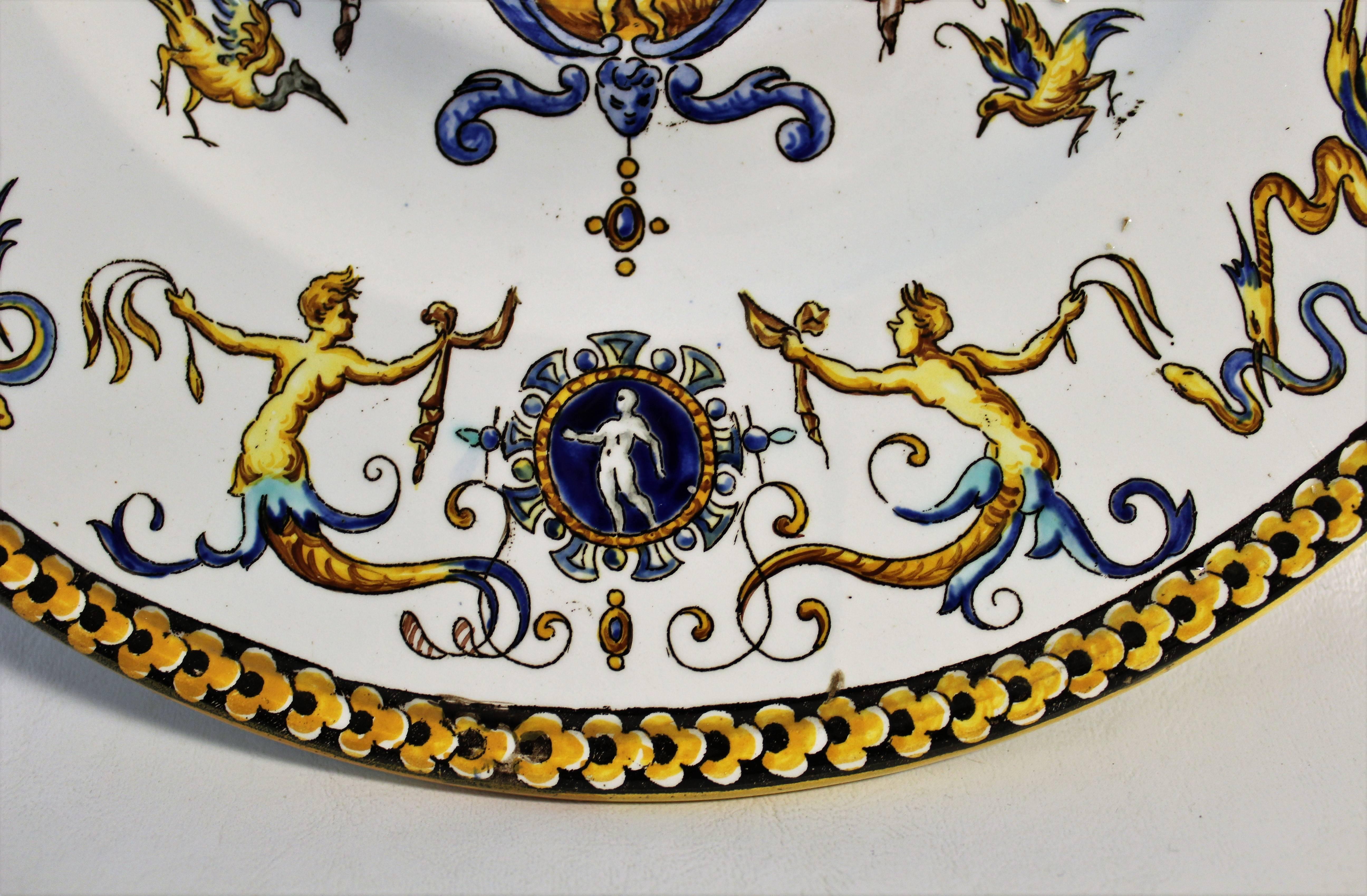 19th Century French Faience Charger or Plate In Good Condition For Sale In Hamilton, Ontario