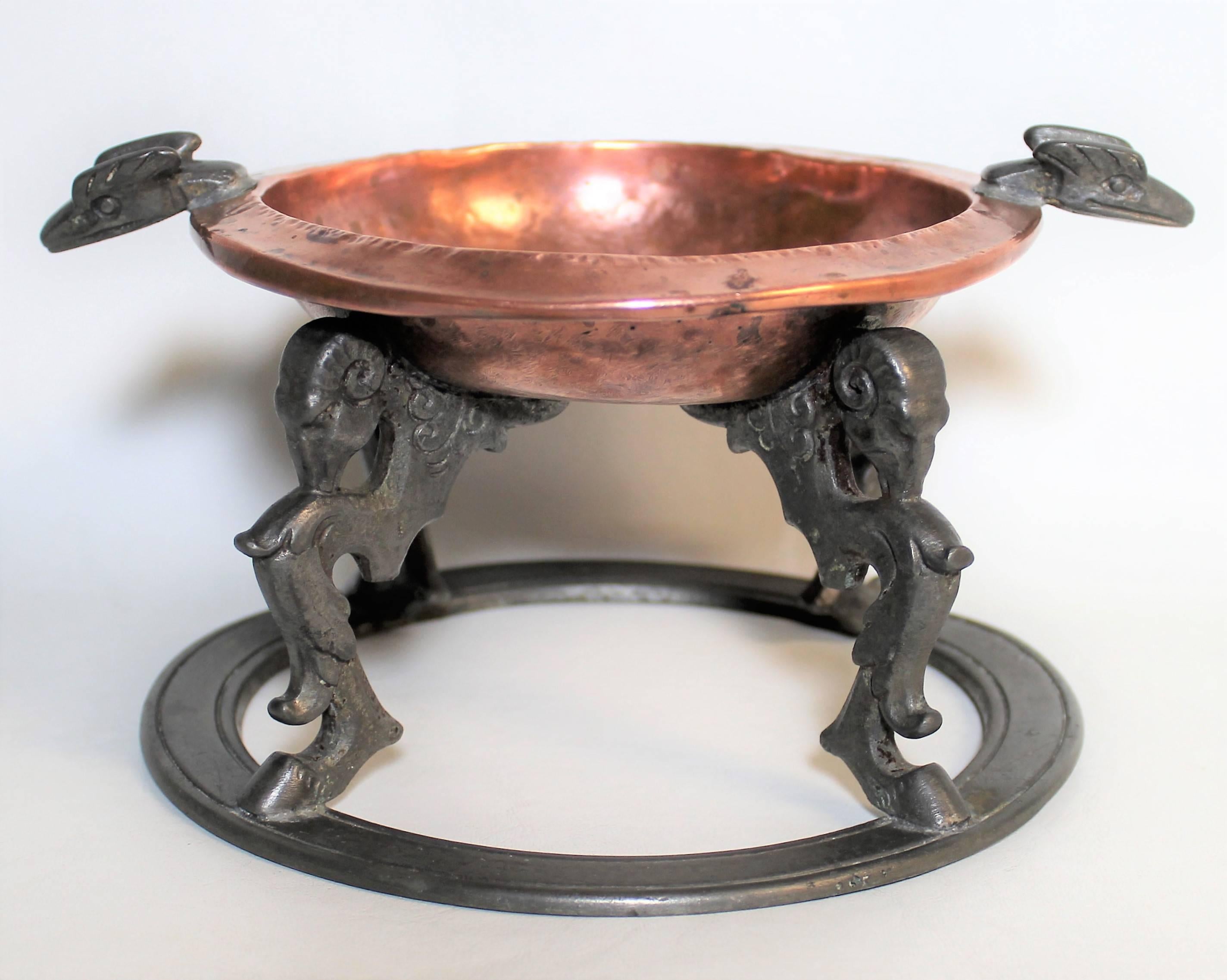 Oscar Bach New York Studios copper and pewter ashtray.