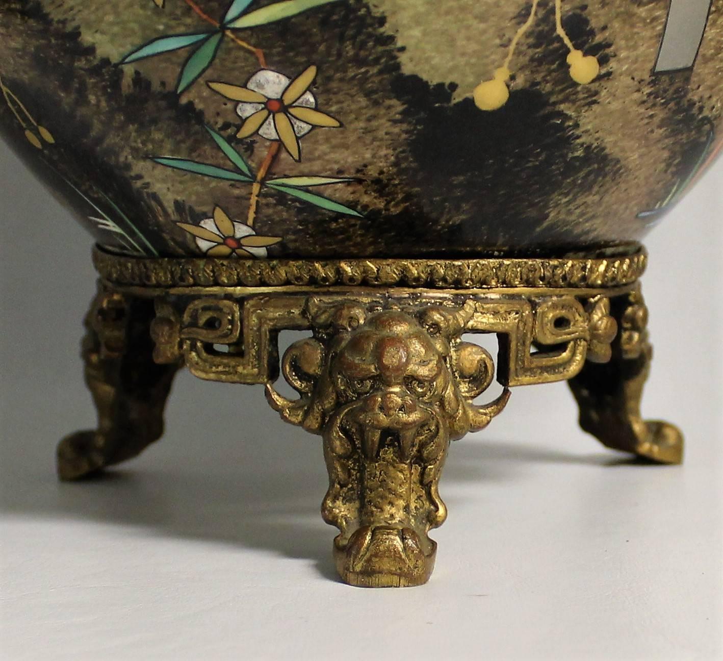 19th Century Pair of Japonisme Porcelain and Ormolu Mounted Aesthethic Movement Vase's For Sale