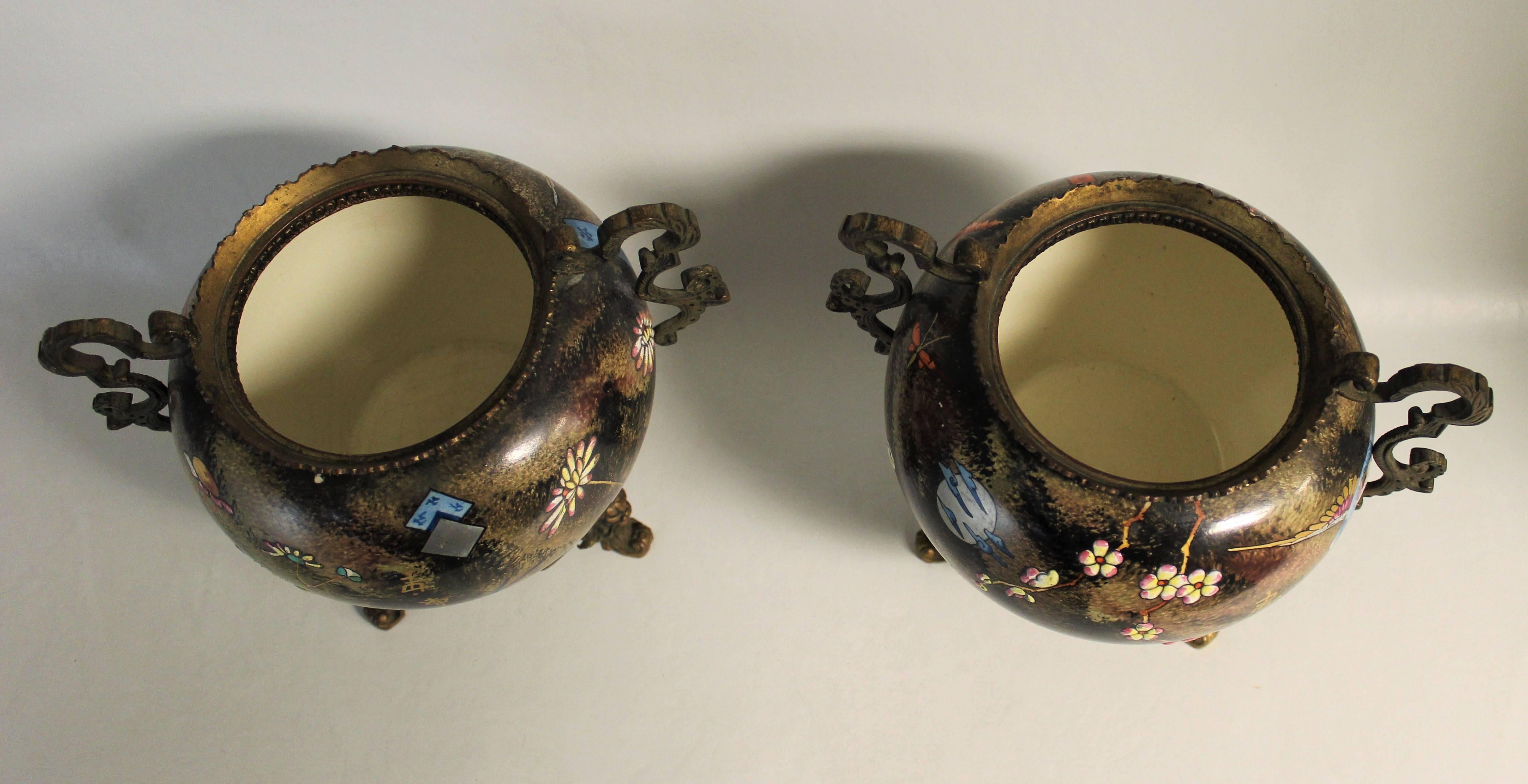 Pair of Japonisme Porcelain and Ormolu Mounted Aesthethic Movement Vase's For Sale 4