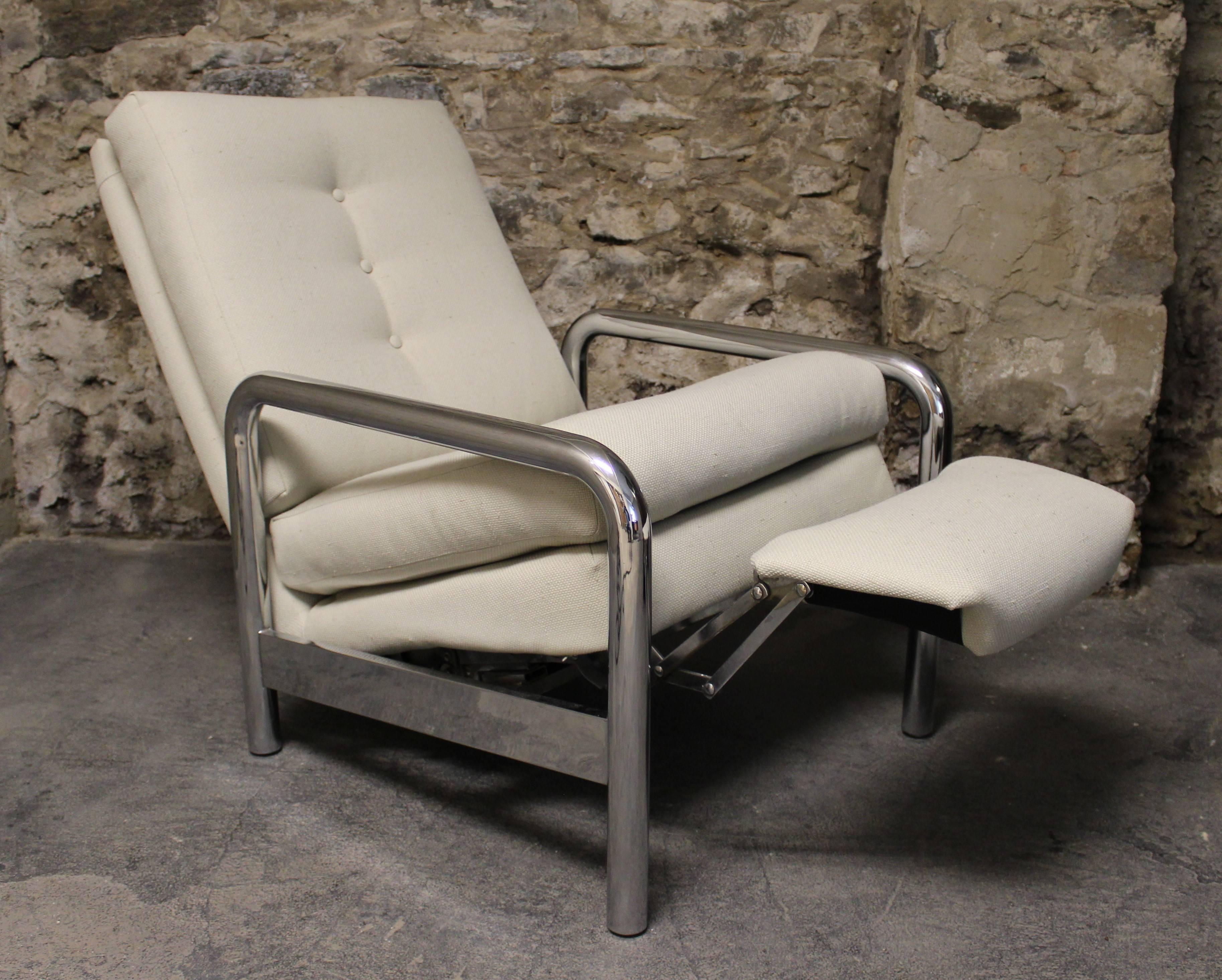 American Milo Baughman Chrome Recliner Lounge Chair for Thayer Coggin