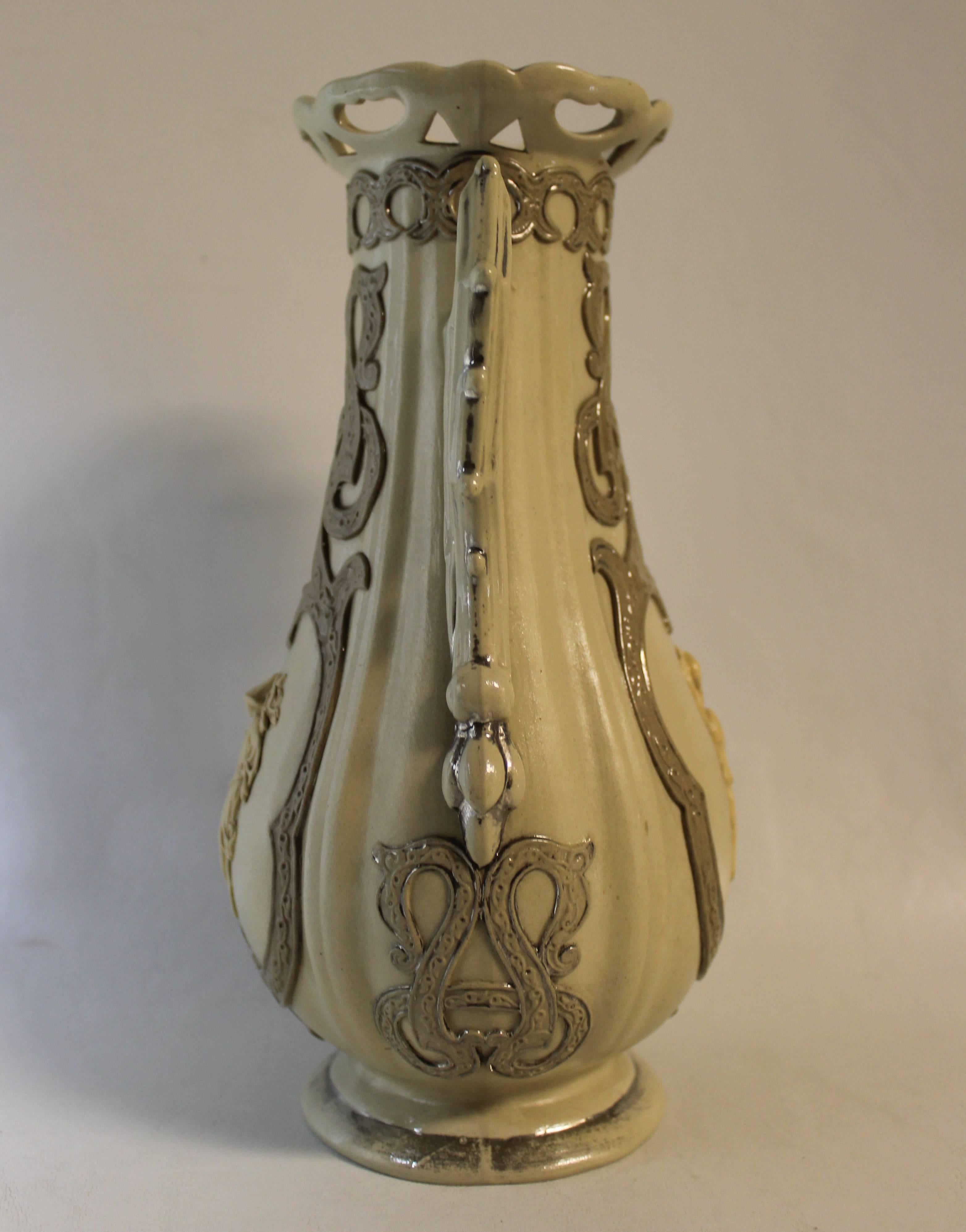 Ceramic 19th Century Villeroy & Boch Parian Vase For Sale