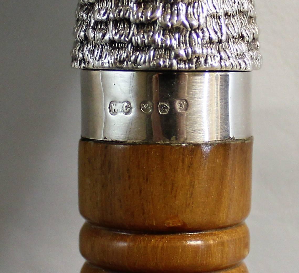 Sterling Silver Hornbill Walking Stick by William Comyns, London 1