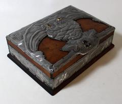 English Pewter Owl Playing Card or Trinket Box