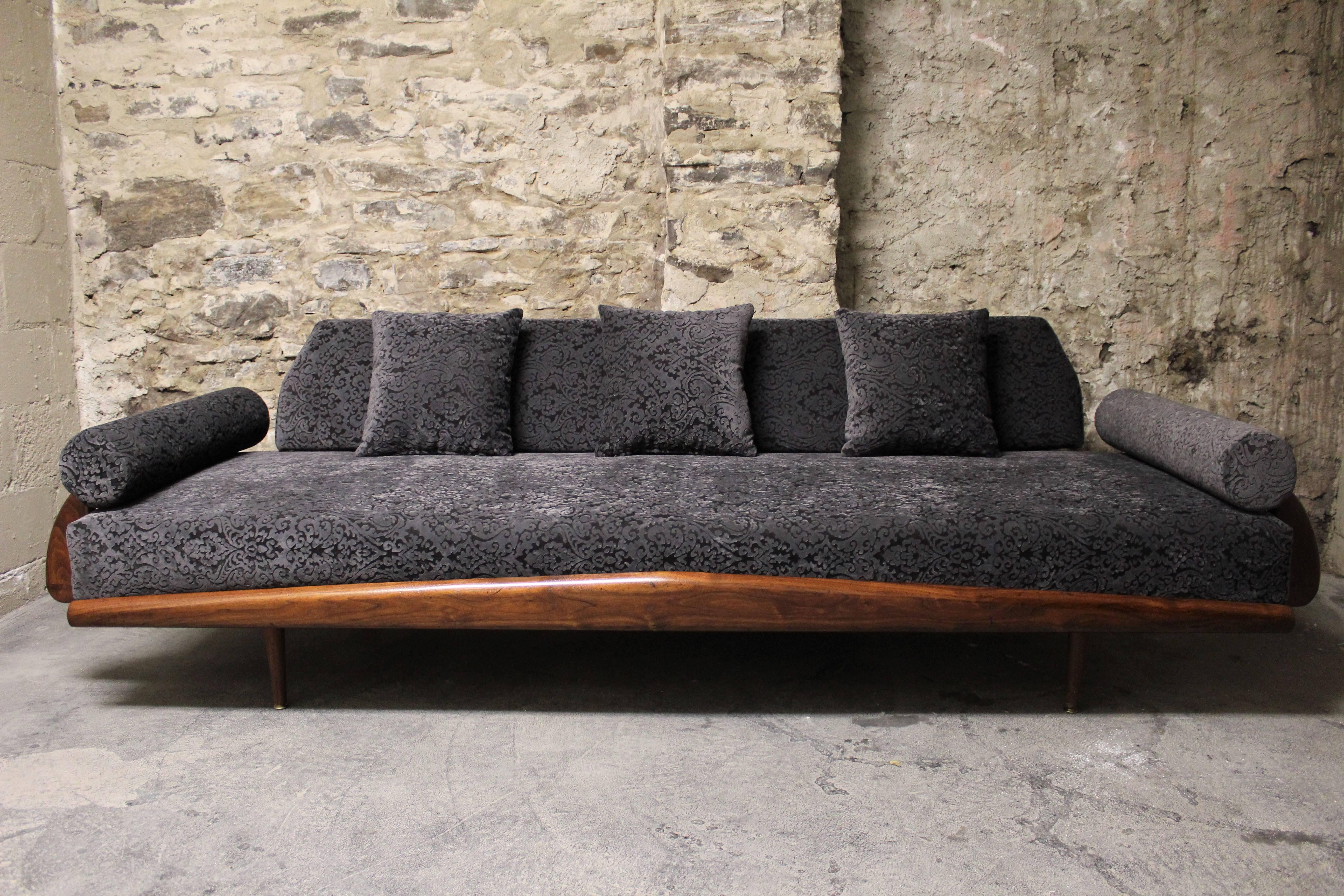 Stunning Adrian Pearsall sofa for craft associates. Walnut frame and recently re-upholstered.