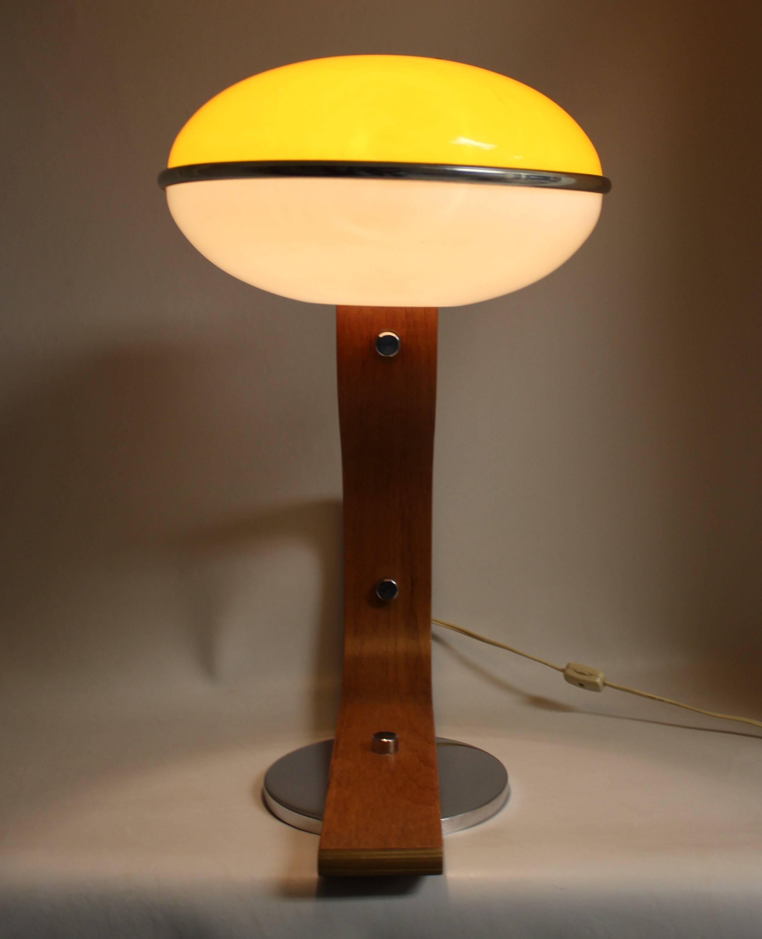 Scandinavian Modern Scandinavian Teak and Chrome Bentwood Table Lamp