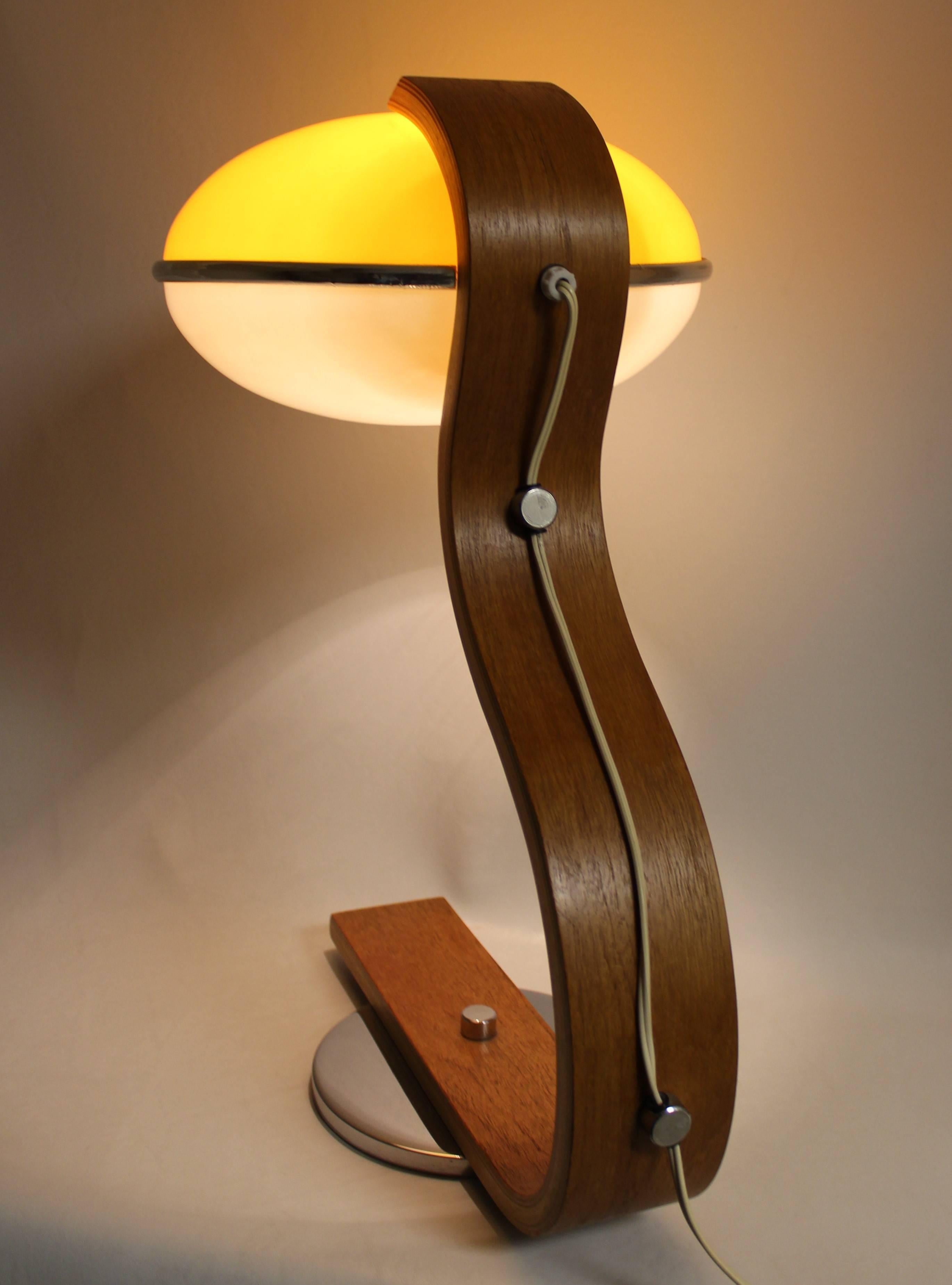 Scandinavian Teak and Chrome Bentwood Table Lamp 1
