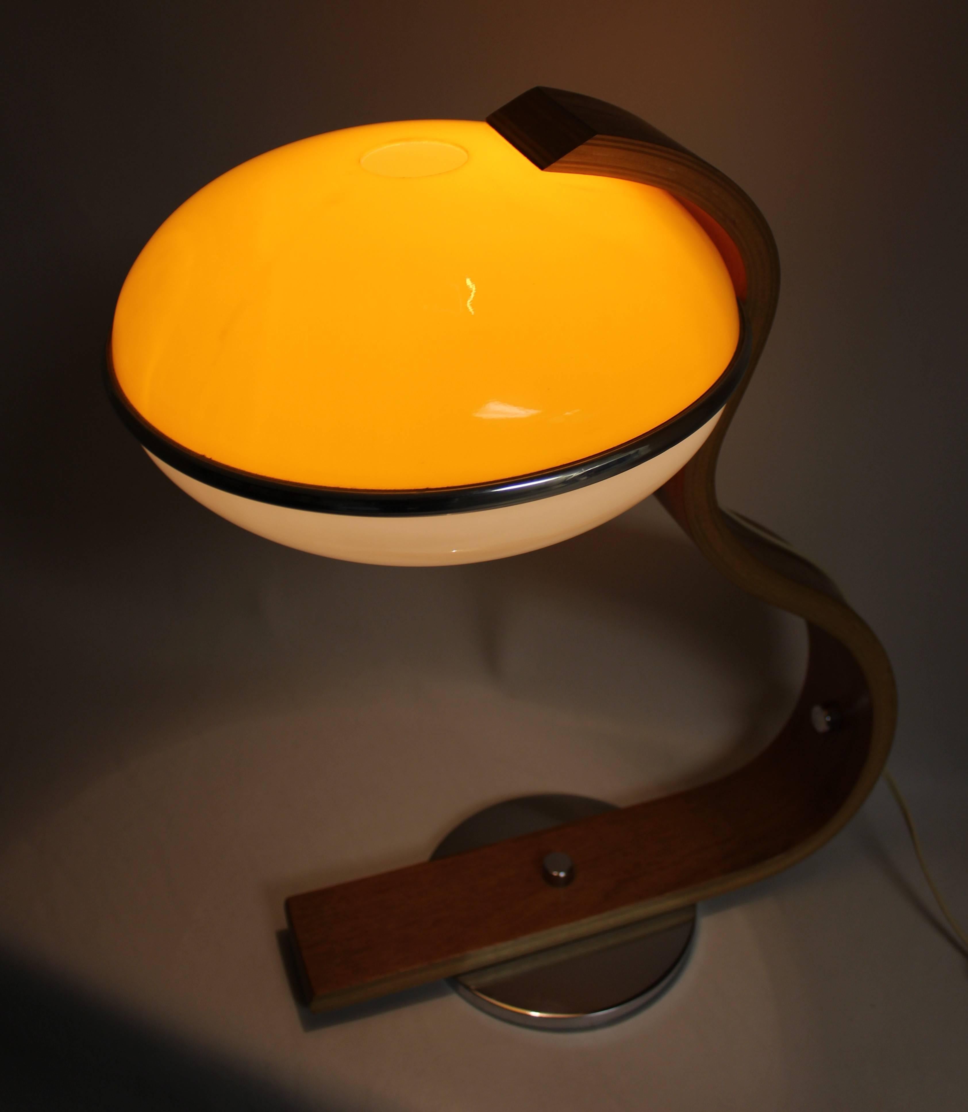 20th Century Scandinavian Teak and Chrome Bentwood Table Lamp