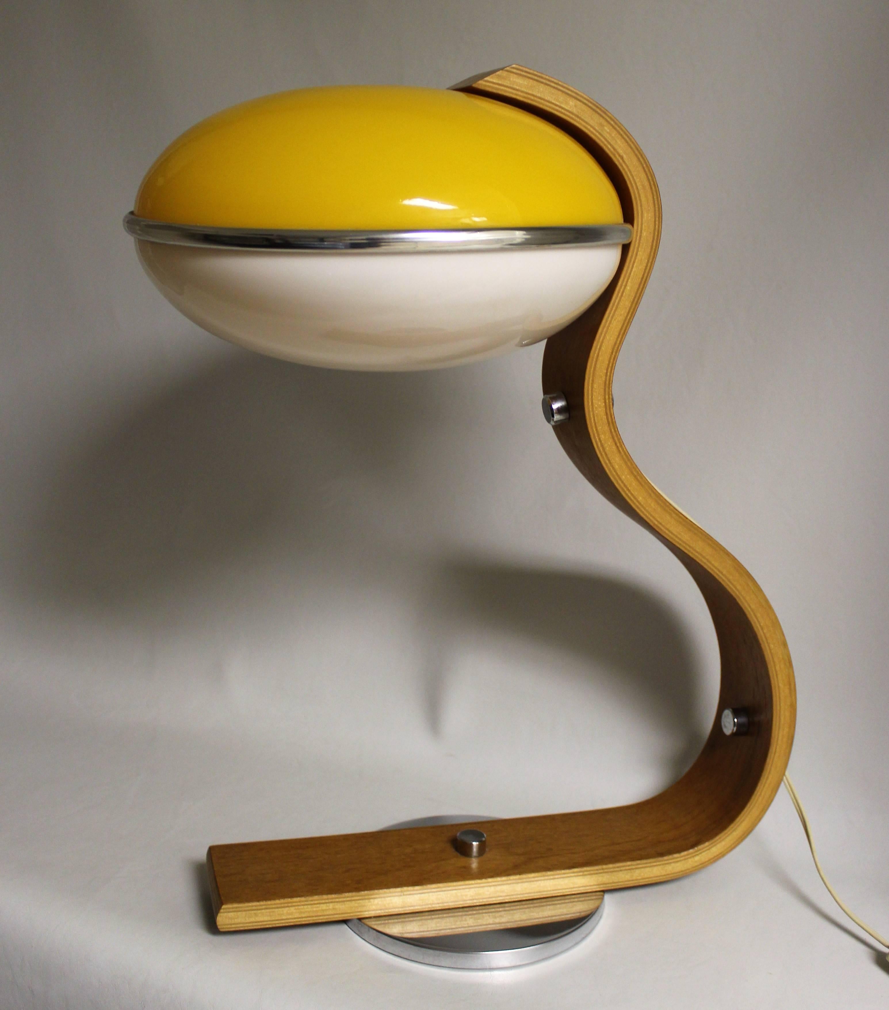 Scandinavian Teak and Chrome Bentwood Table Lamp 2