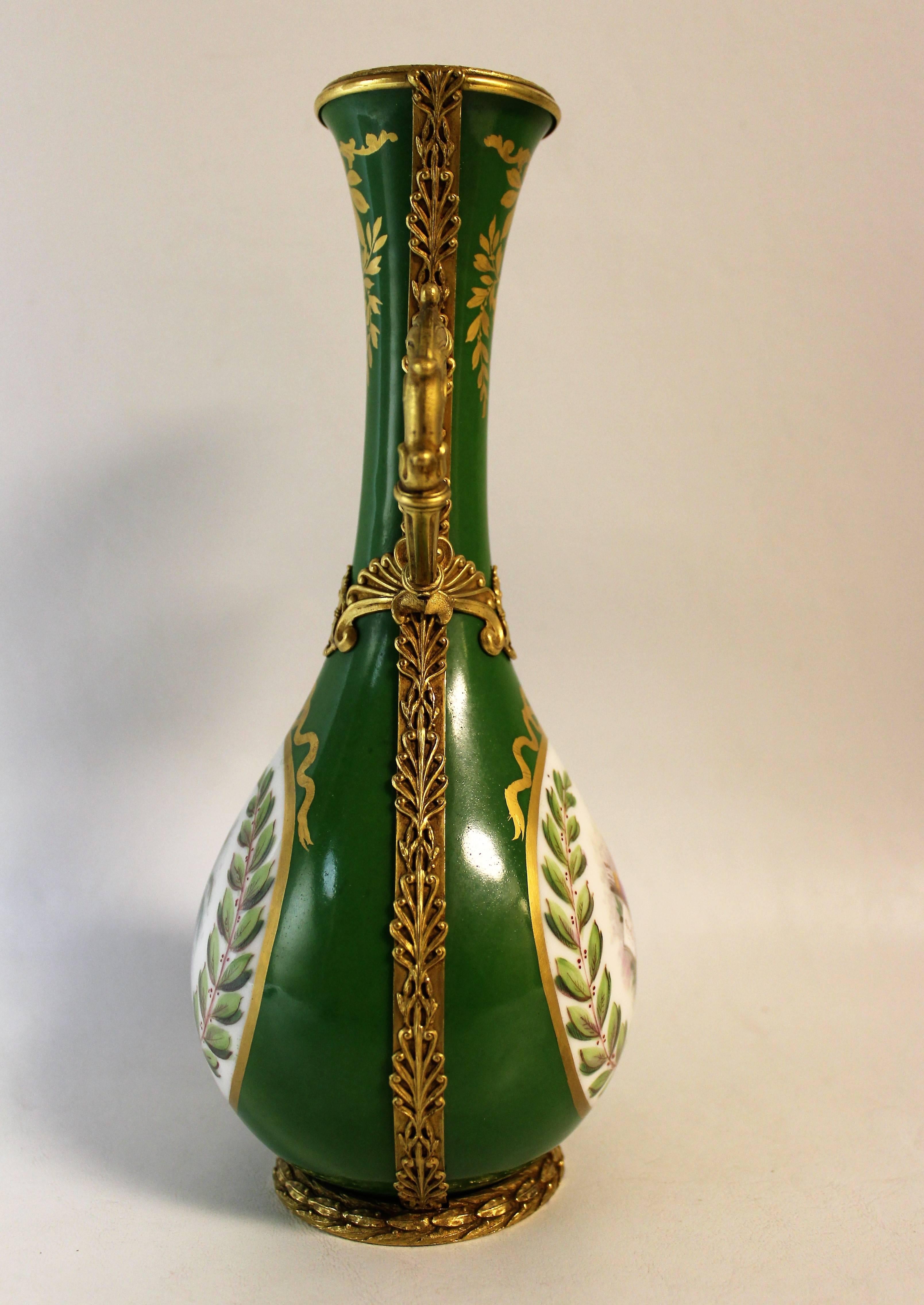 French Sevres Attributed Porcelain Vase with Ormolu Bronze Mounts In Excellent Condition In Hamilton, Ontario