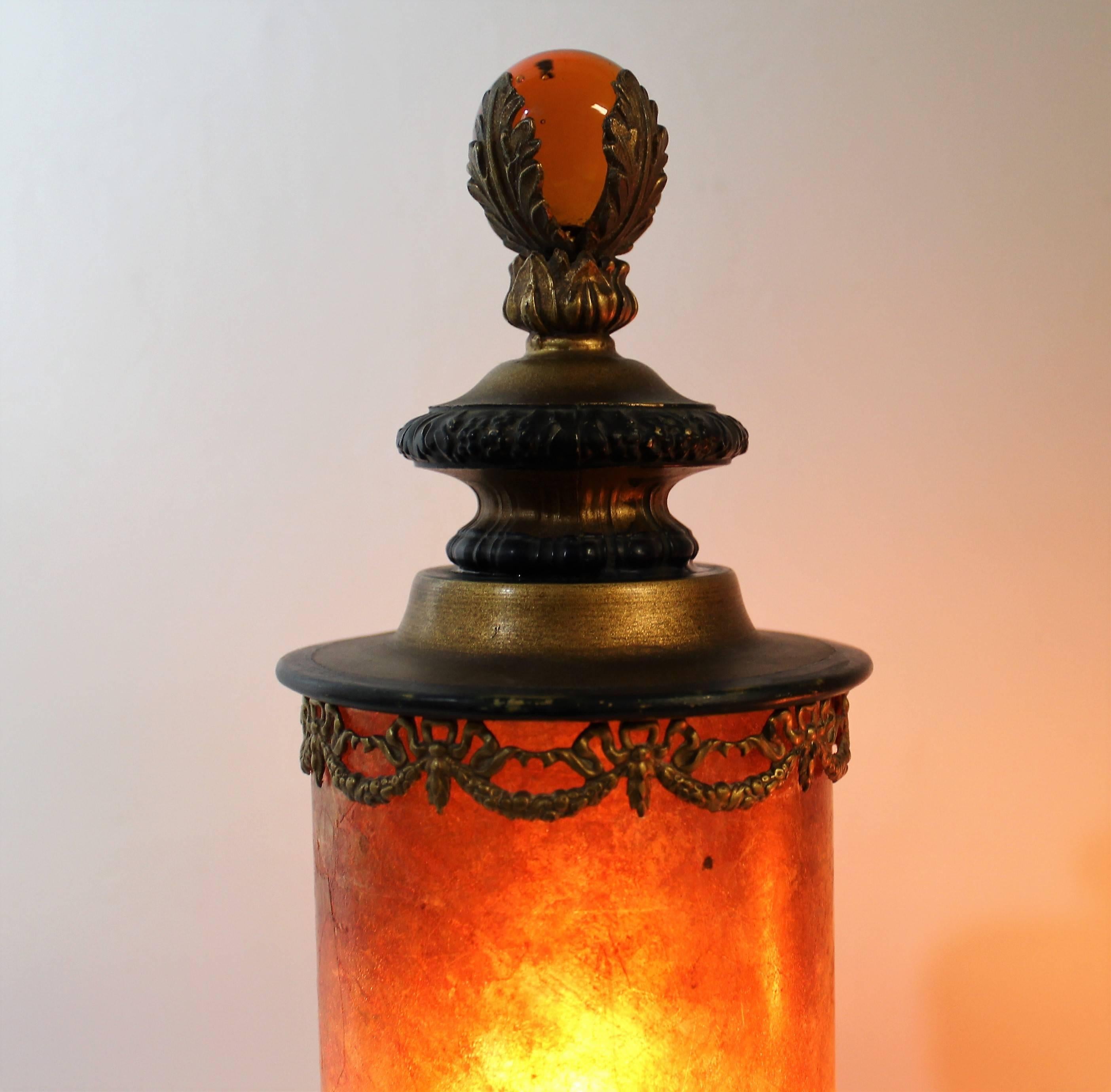 20th Century Pair of Arts & Crafts Mica Lamps