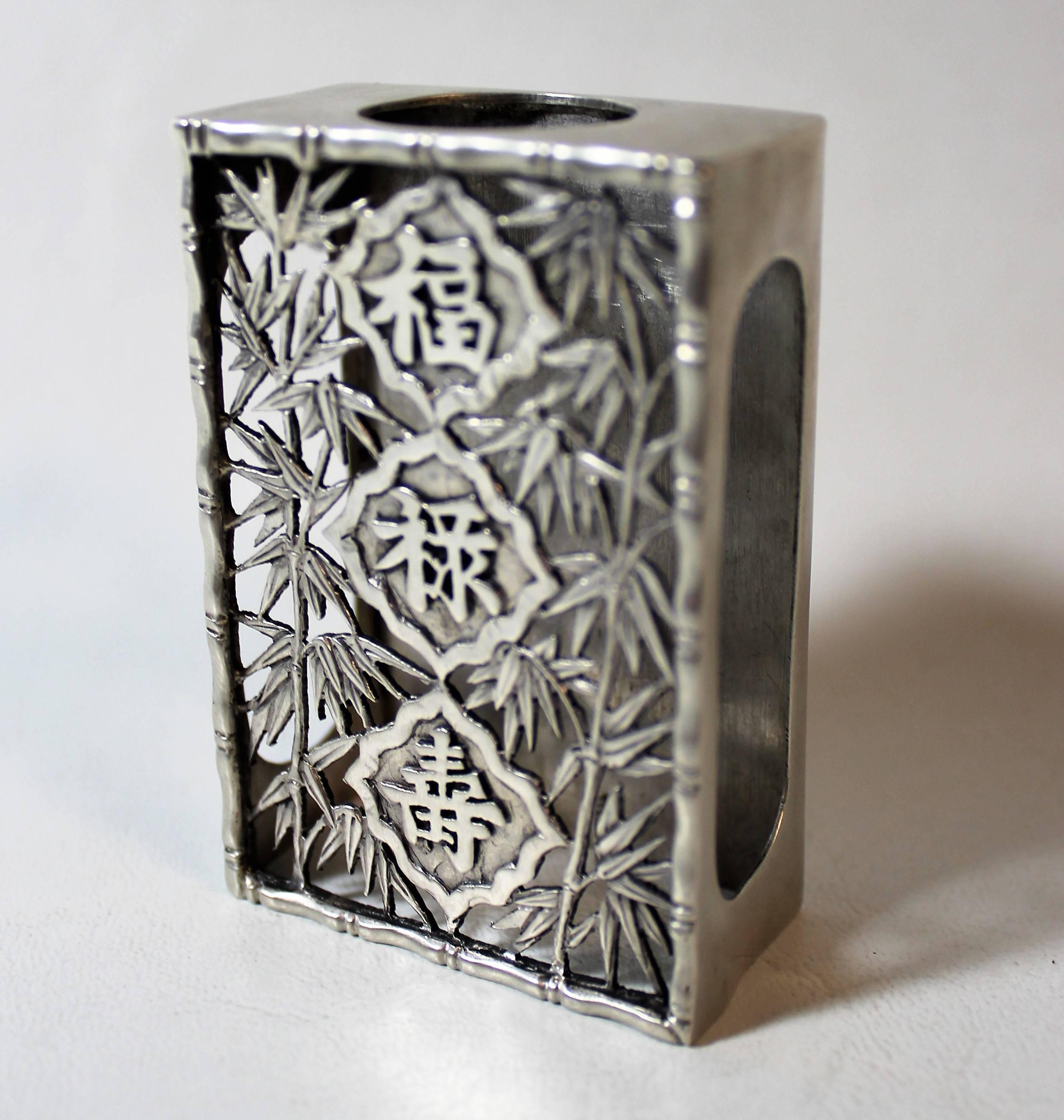 19th Century Chinese Export Matchbox Holder by Luen Wo of Shanghai In Good Condition In Hamilton, Ontario