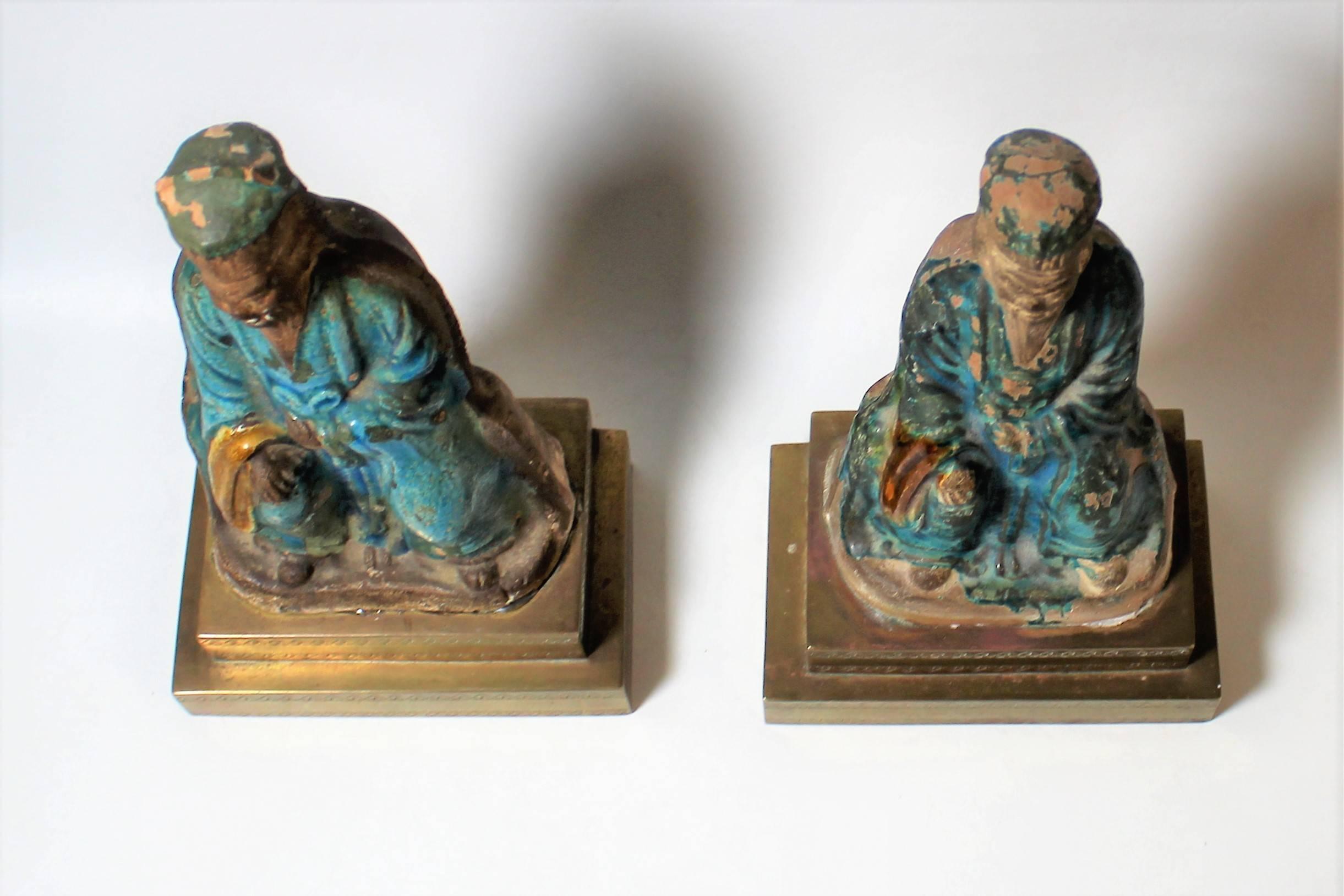 18th Century and Earlier Pair of Chinese Ming Dynasty Ceramic Sculptures of Confucius