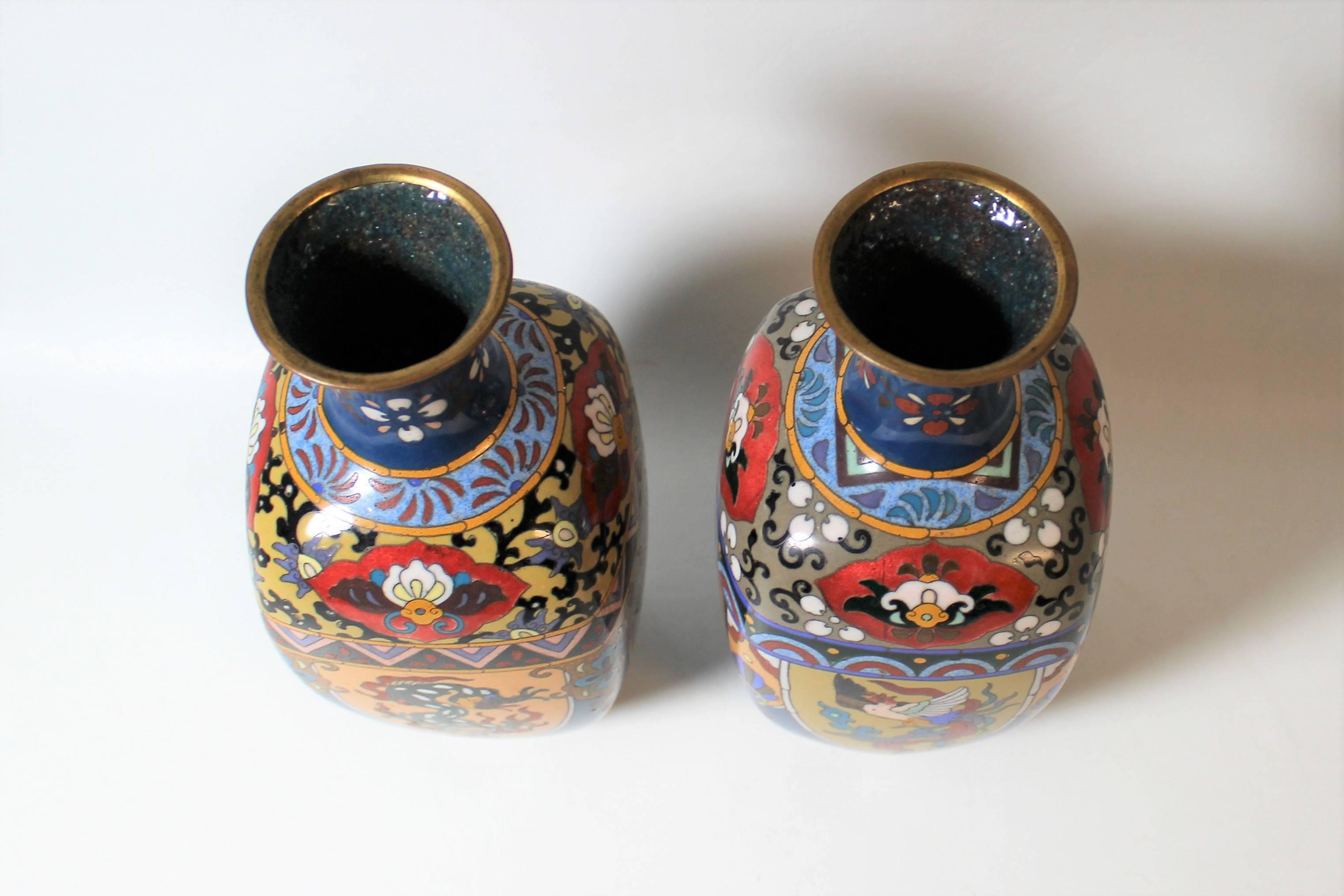 Pair of Japanese Meiji Period Cloisonne Vase's 1