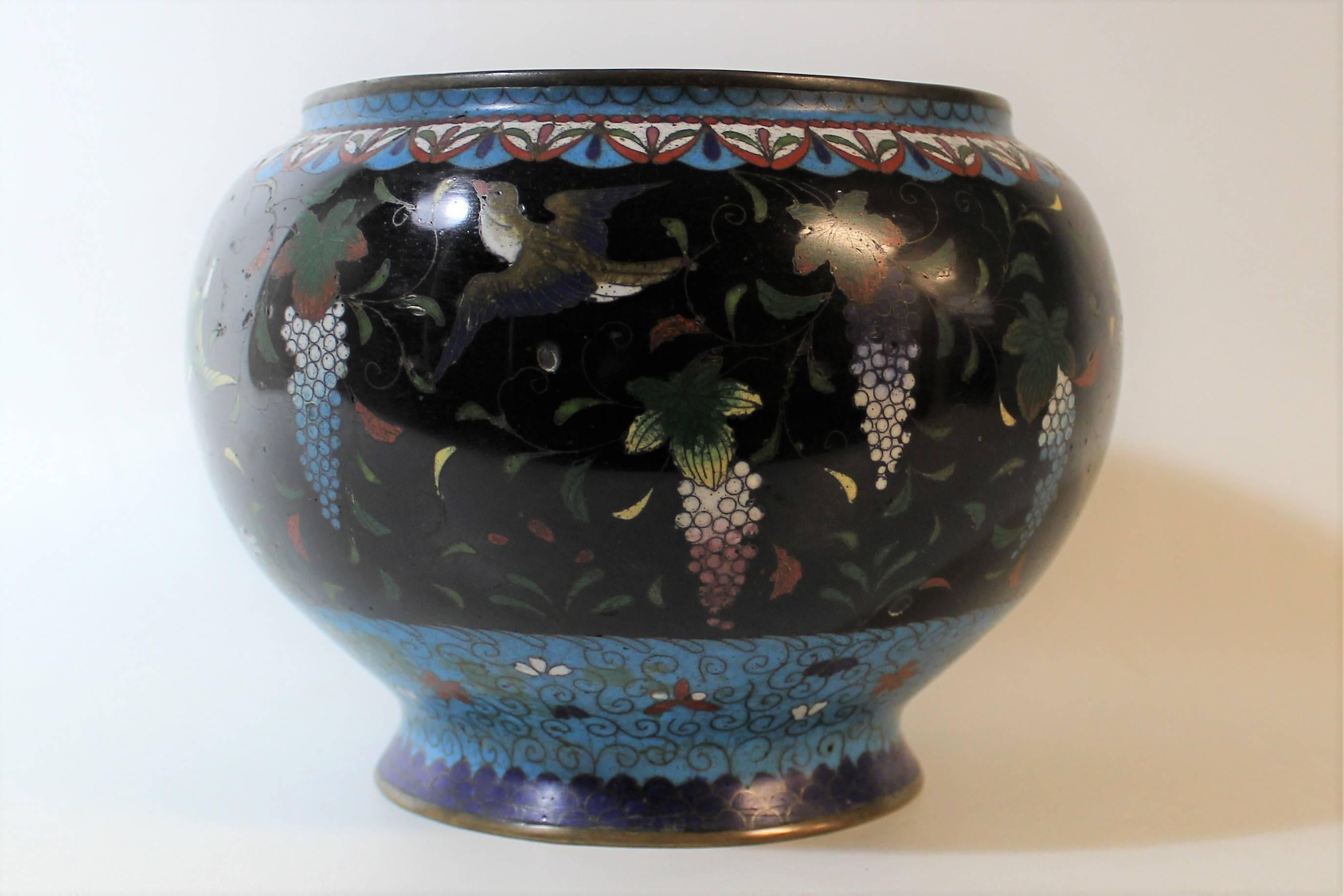 Cloissoné Japanese Meiji Period Cloisonné Planter Bowl