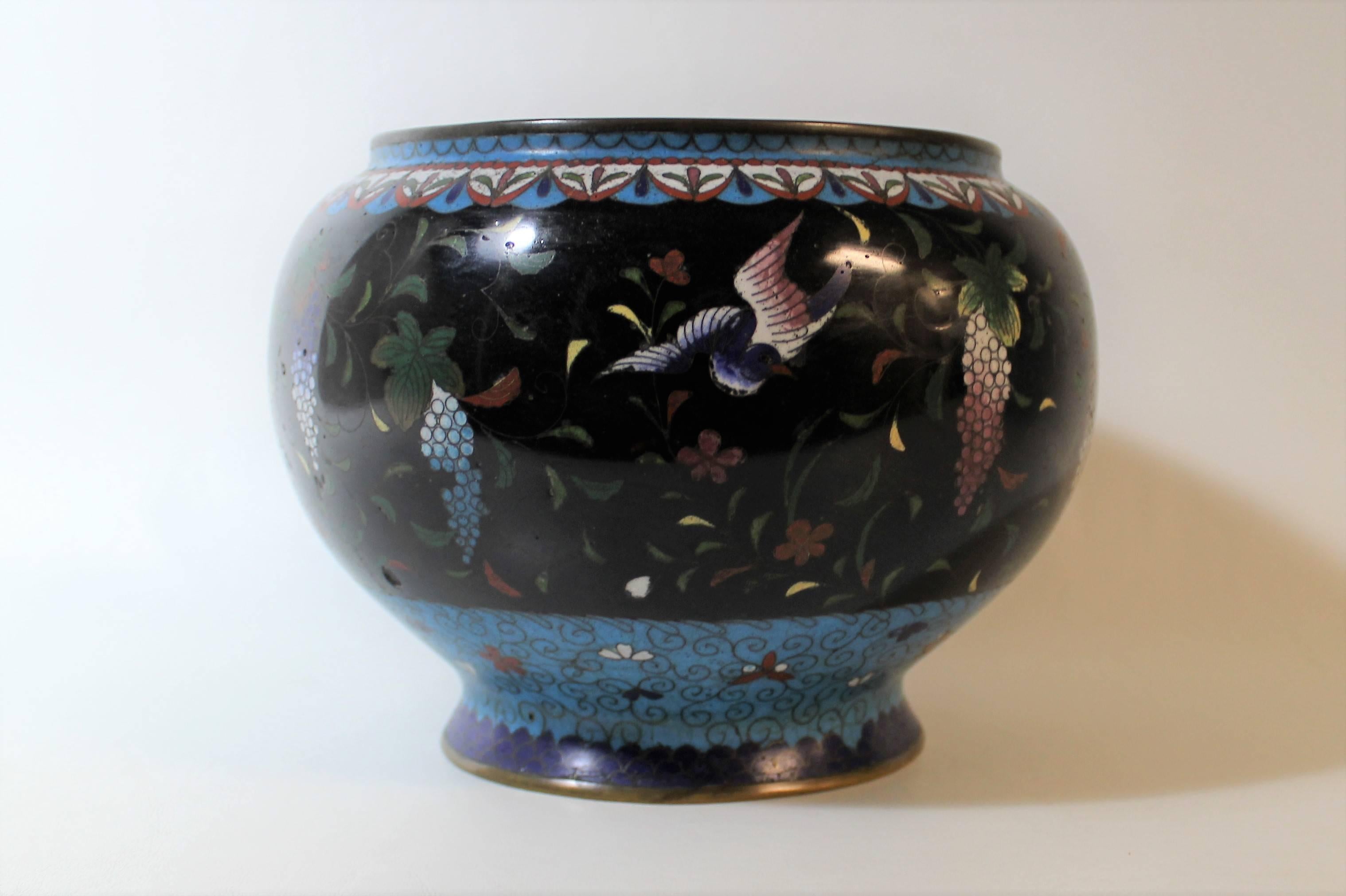 Japanese Meiji period cloisonné planter bowl.