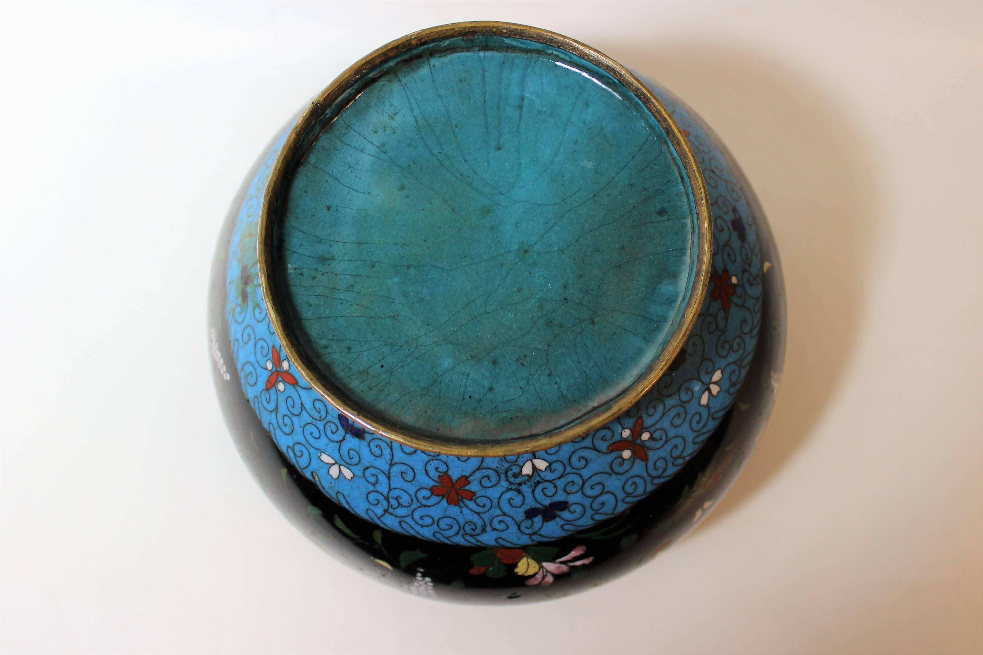 Enamel Japanese Meiji Period Cloisonné Planter Bowl