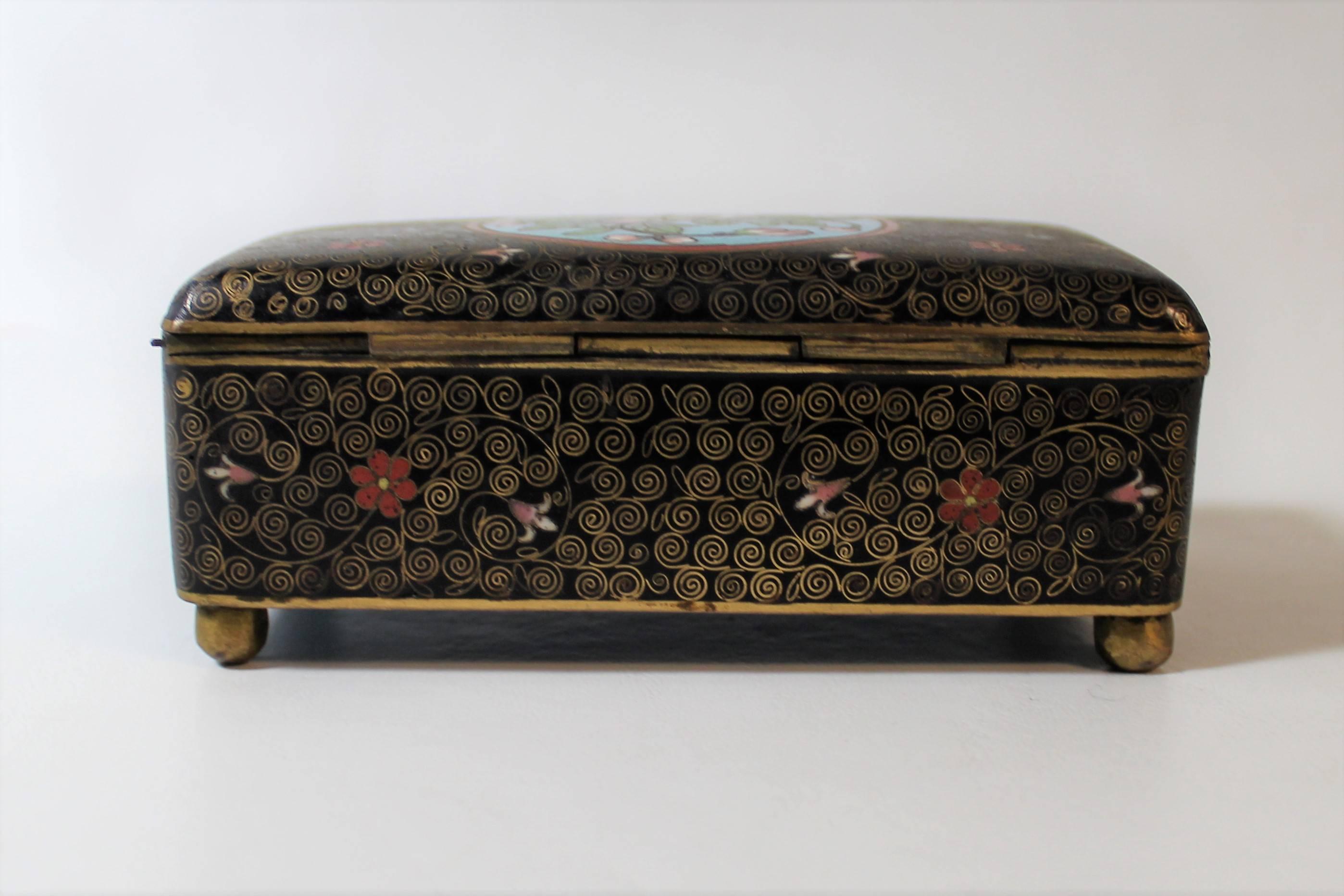 Enamel 19th Century Chinese Cloisonne Decorative Box