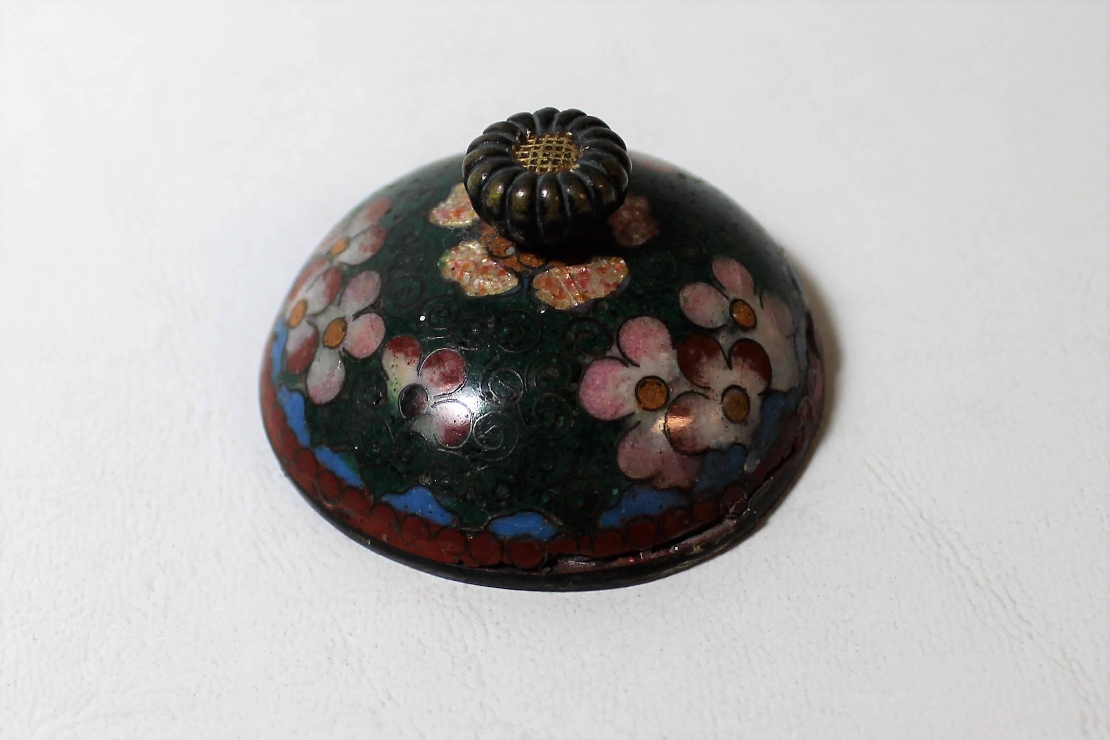 Japanese Meiji Period Cloisonne Covered Censer with Dragon 2