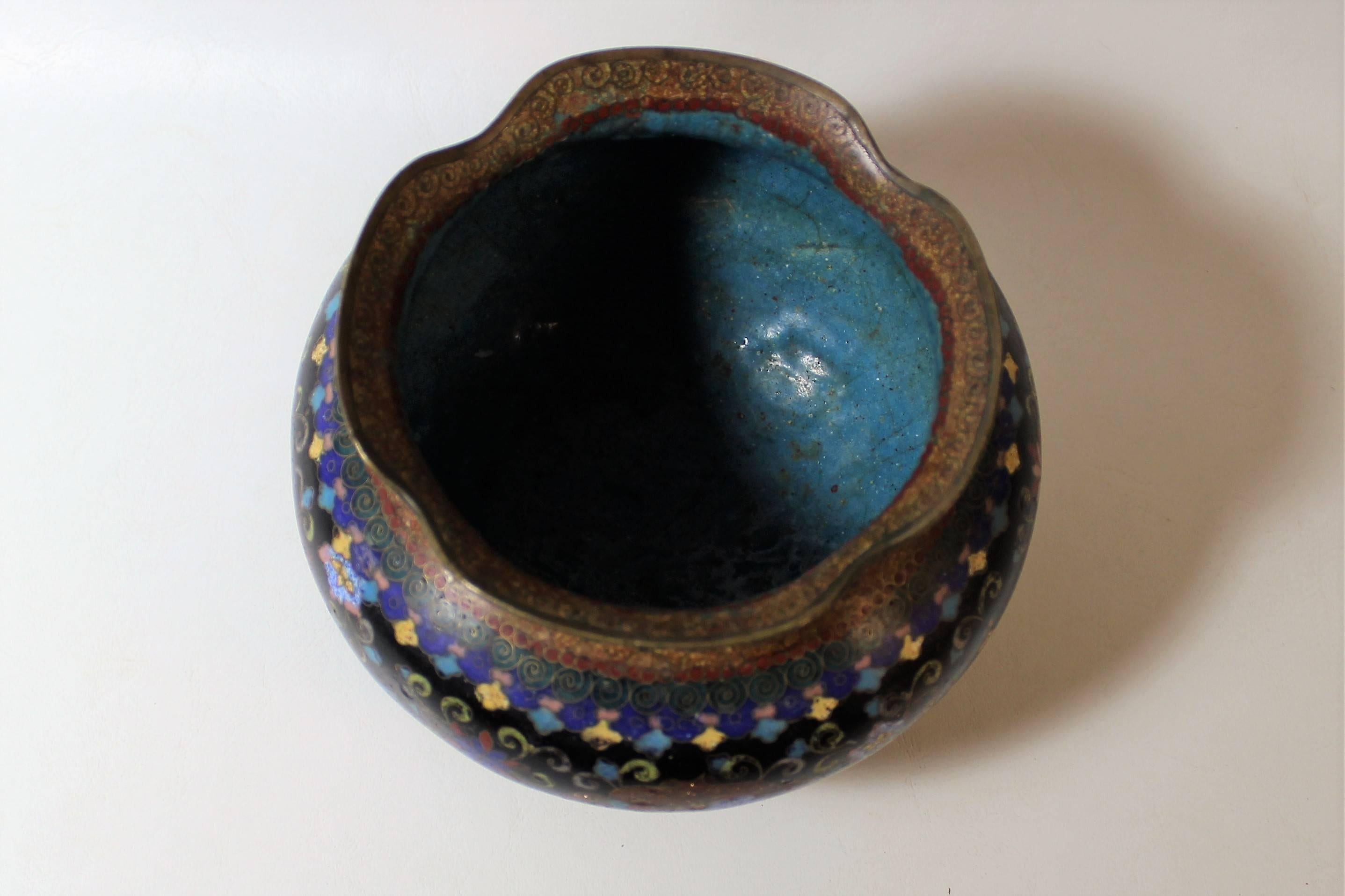 Enamel Japanese Meiji Period Cloisonne Planter Bowl