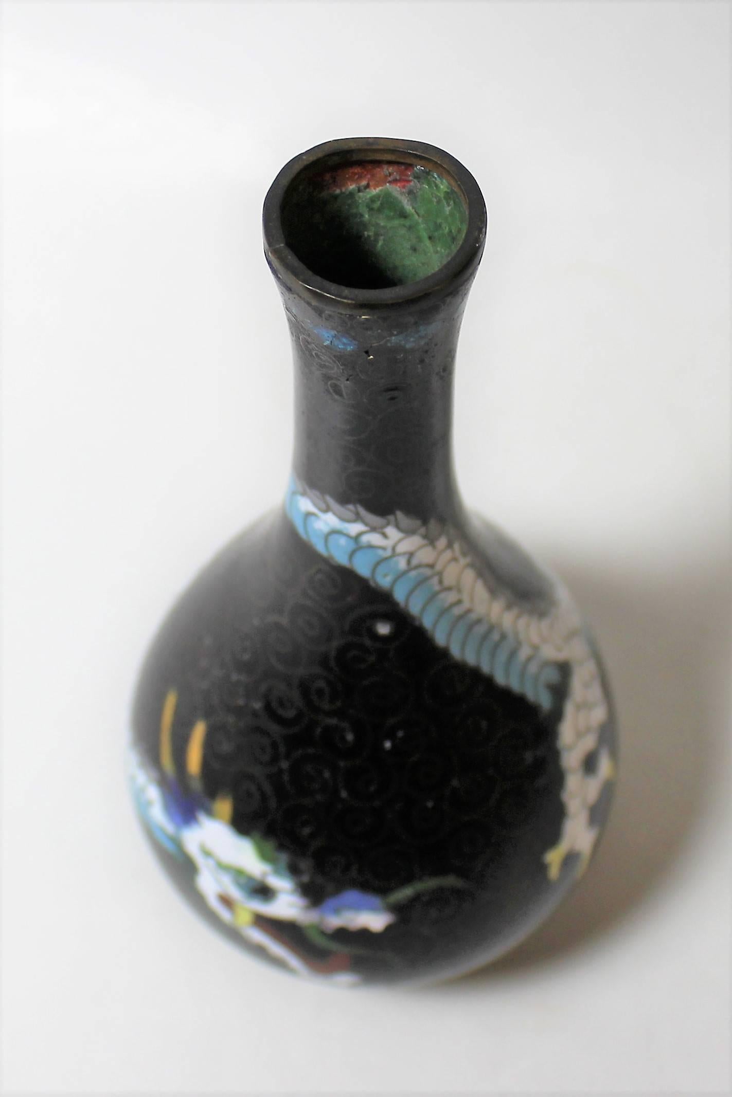 19th Century Japanese Meiji Period Cloisonne Dragon Vase