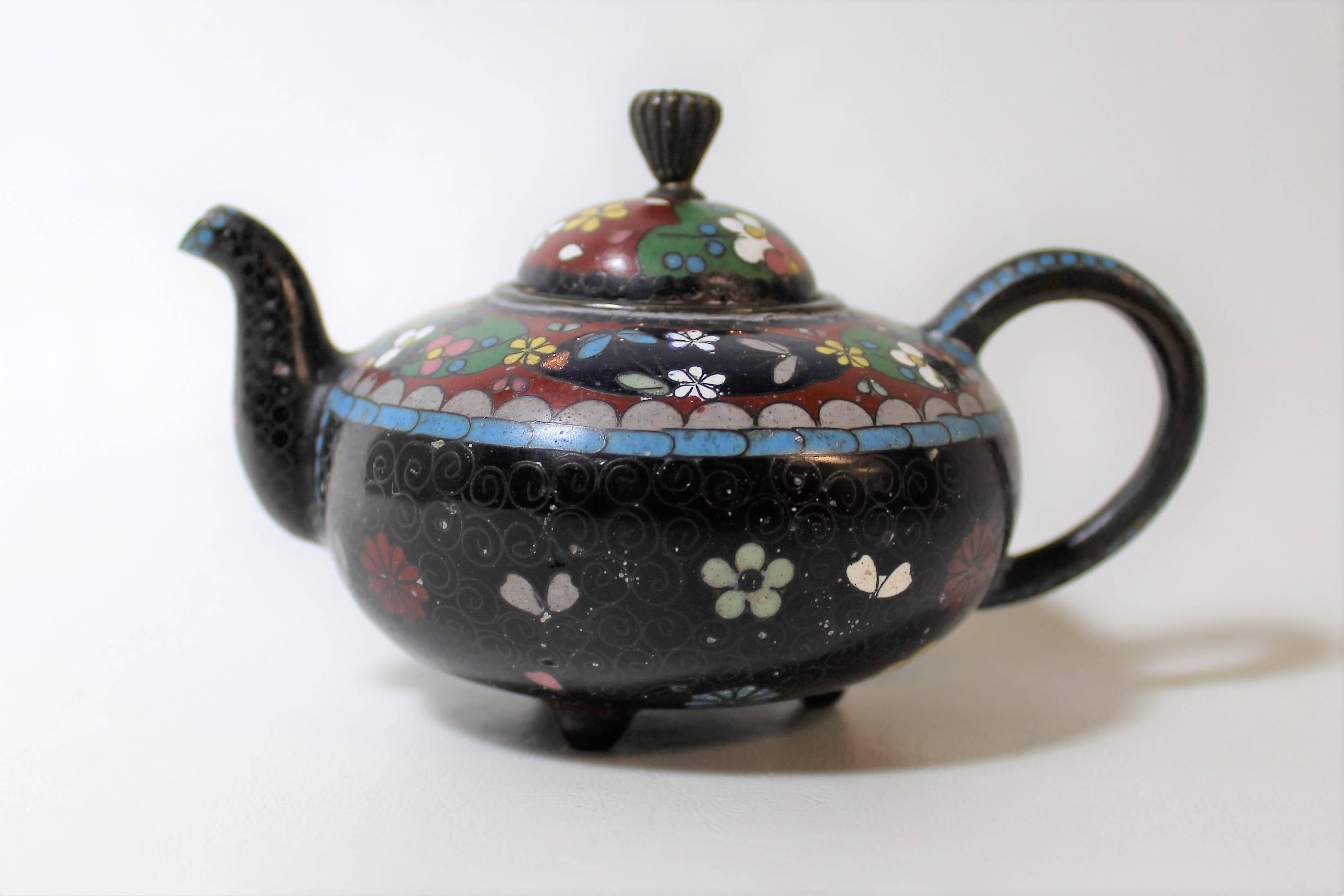 Japanese Meiji period miniature Cloisonne teapot.