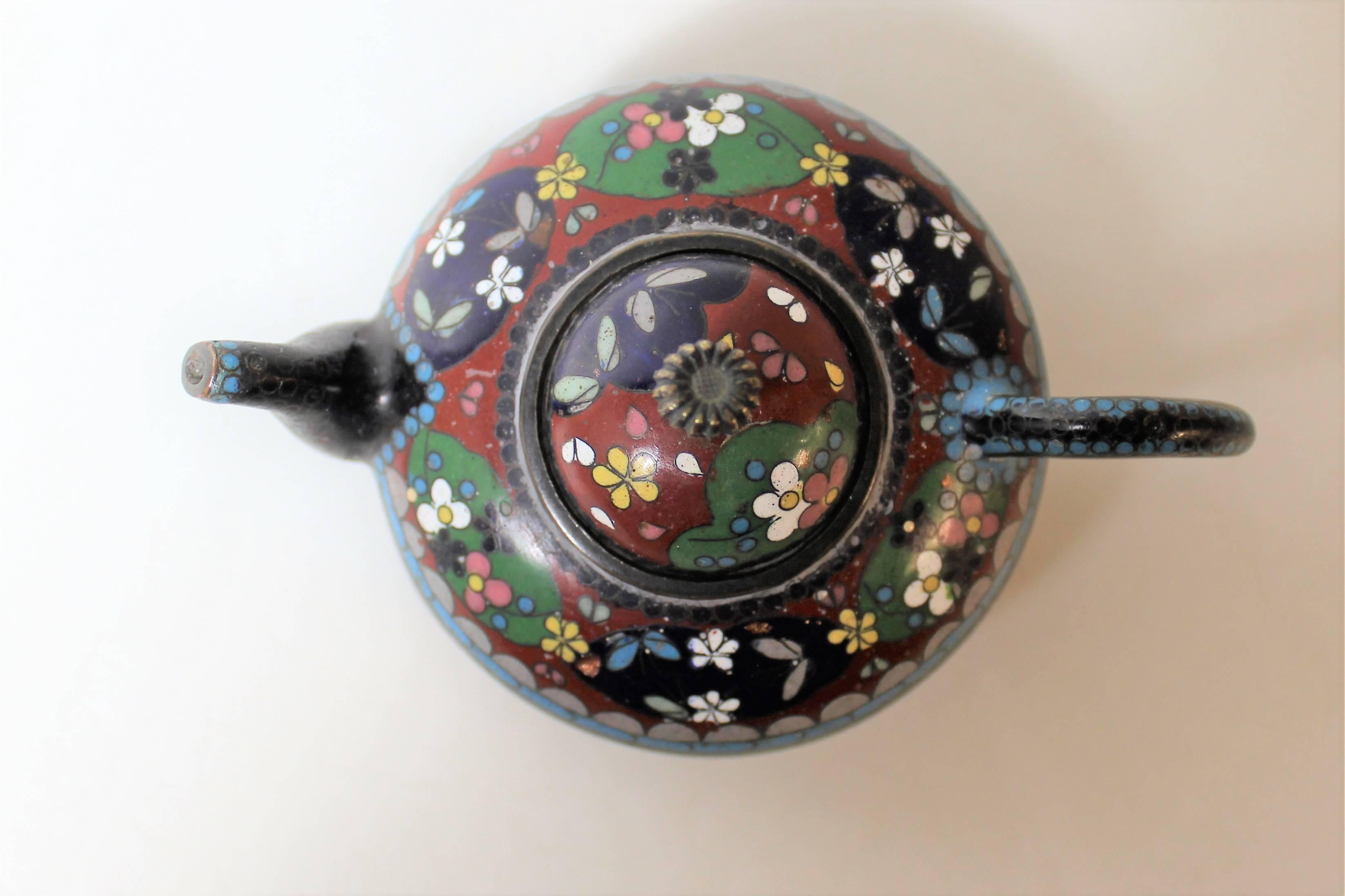 19th Century Japanese Meiji Period Miniature Cloisonne Teapot